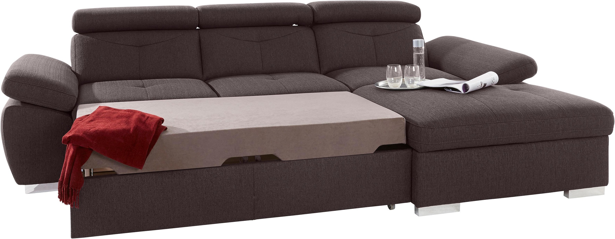 exxpo - sofa fashion Ecksofa »Spring, super bequem, mit Armteil- und Kopfteilfunktion, OTTOs Choice«, L-Form, wahlweise mit Bettfunktion und Bettkasten