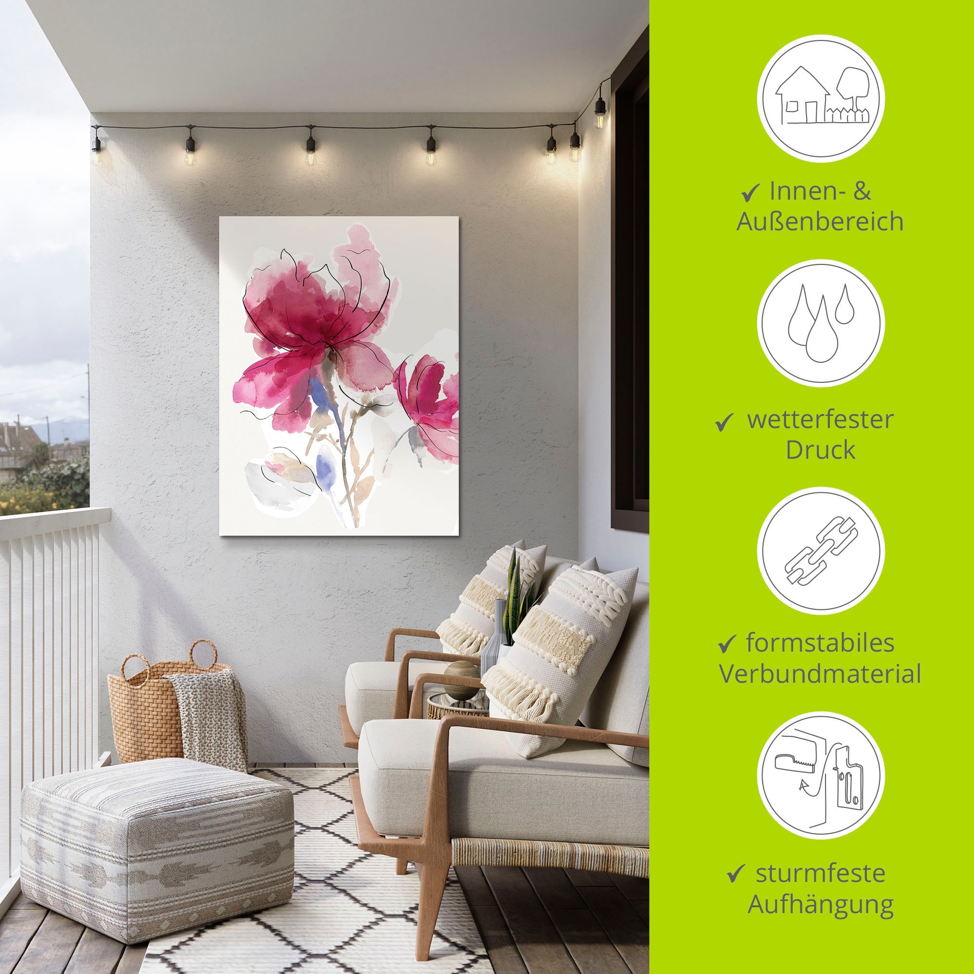 Artland Wandbild »Rosige Blüte I.«, Blumenbilder, (1 St.), als Alubild, Leinwandbild, Wandaufkleber oder Poster in versch. Größen