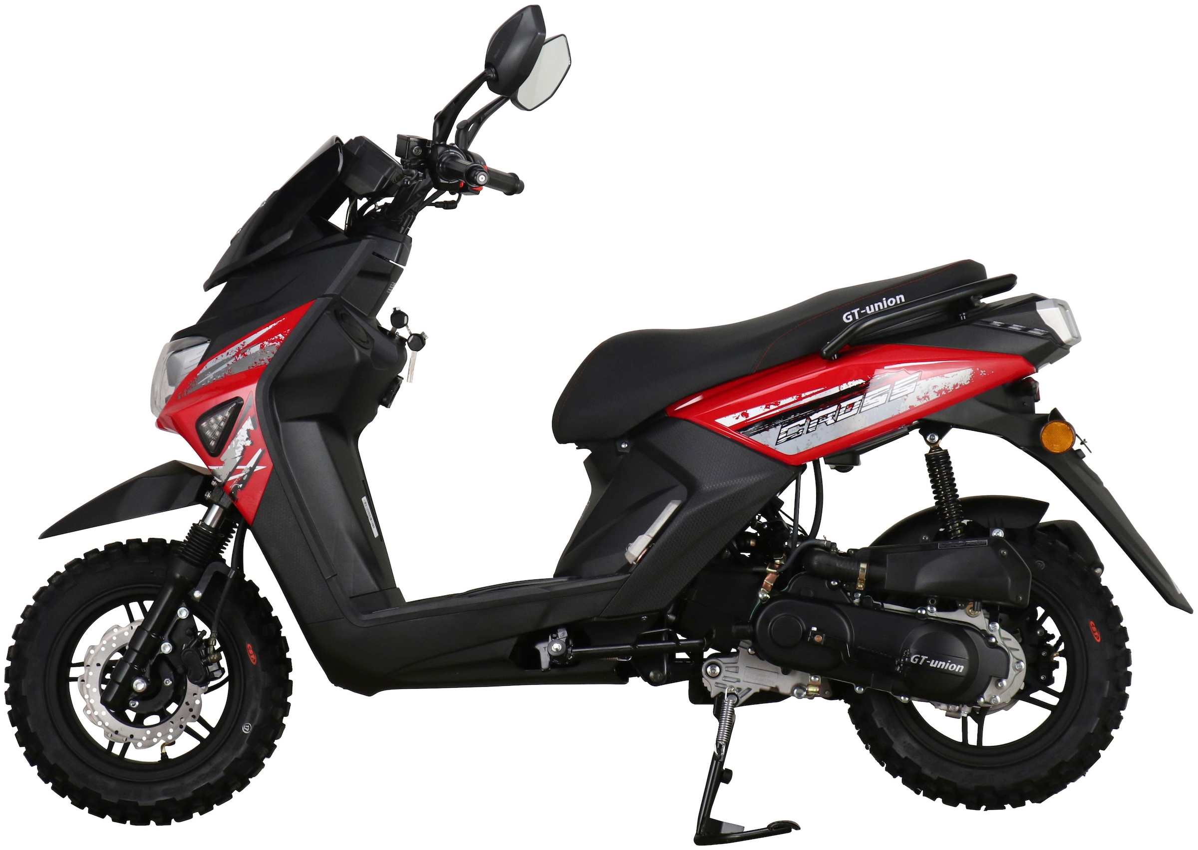 GT UNION Motorroller »Cross 2.0 25«, 49,6 cm³, 25 km/h, Euro 5, 2,7 PS, (Komplett-Set, 2 tlg., mit Topcase), Luftgekühlter Motor