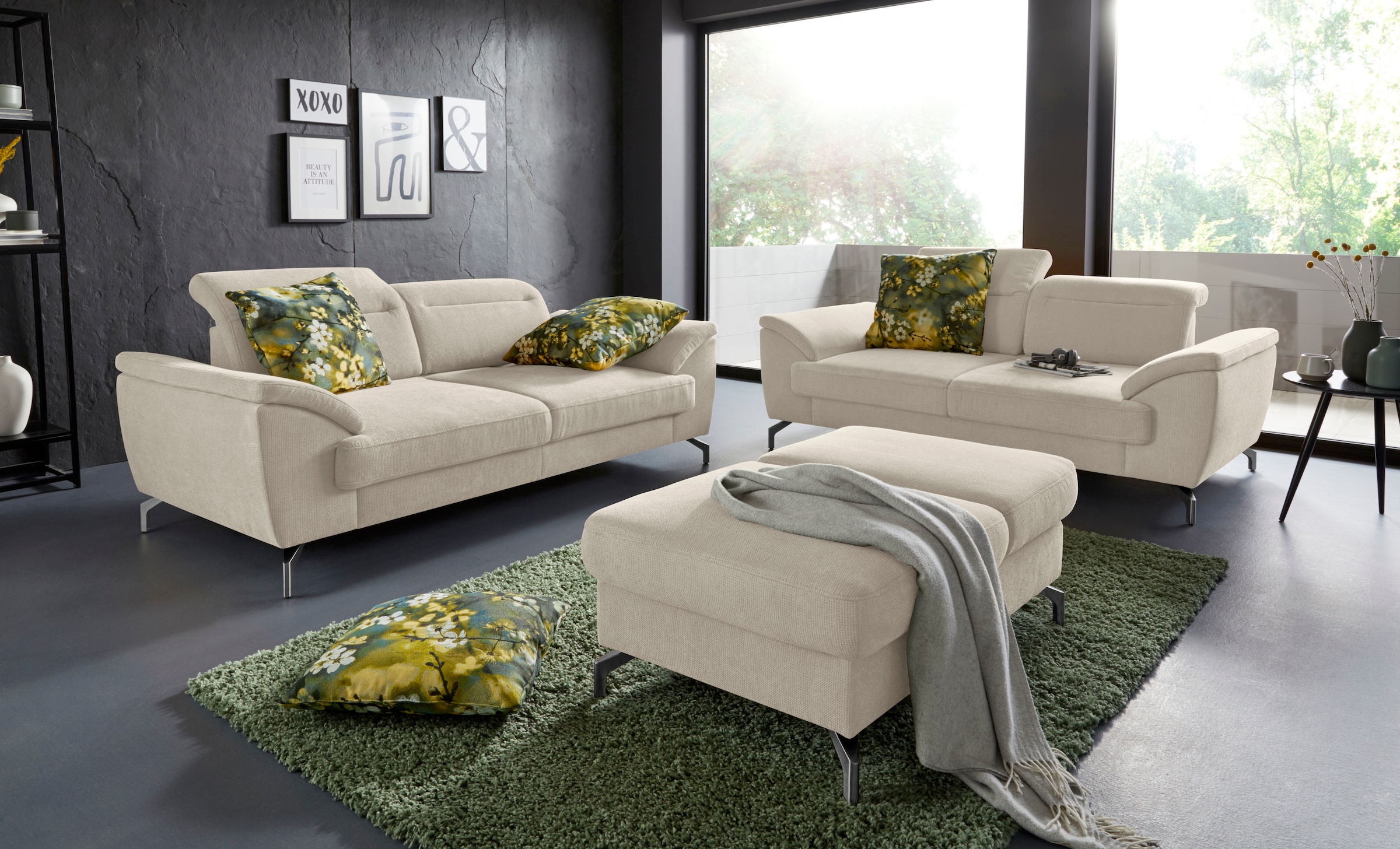 sit&more Hocker »Percy«, Fußhöhe 15cm, mit Klappfunktion, wahlweise in 2 Fußfarben