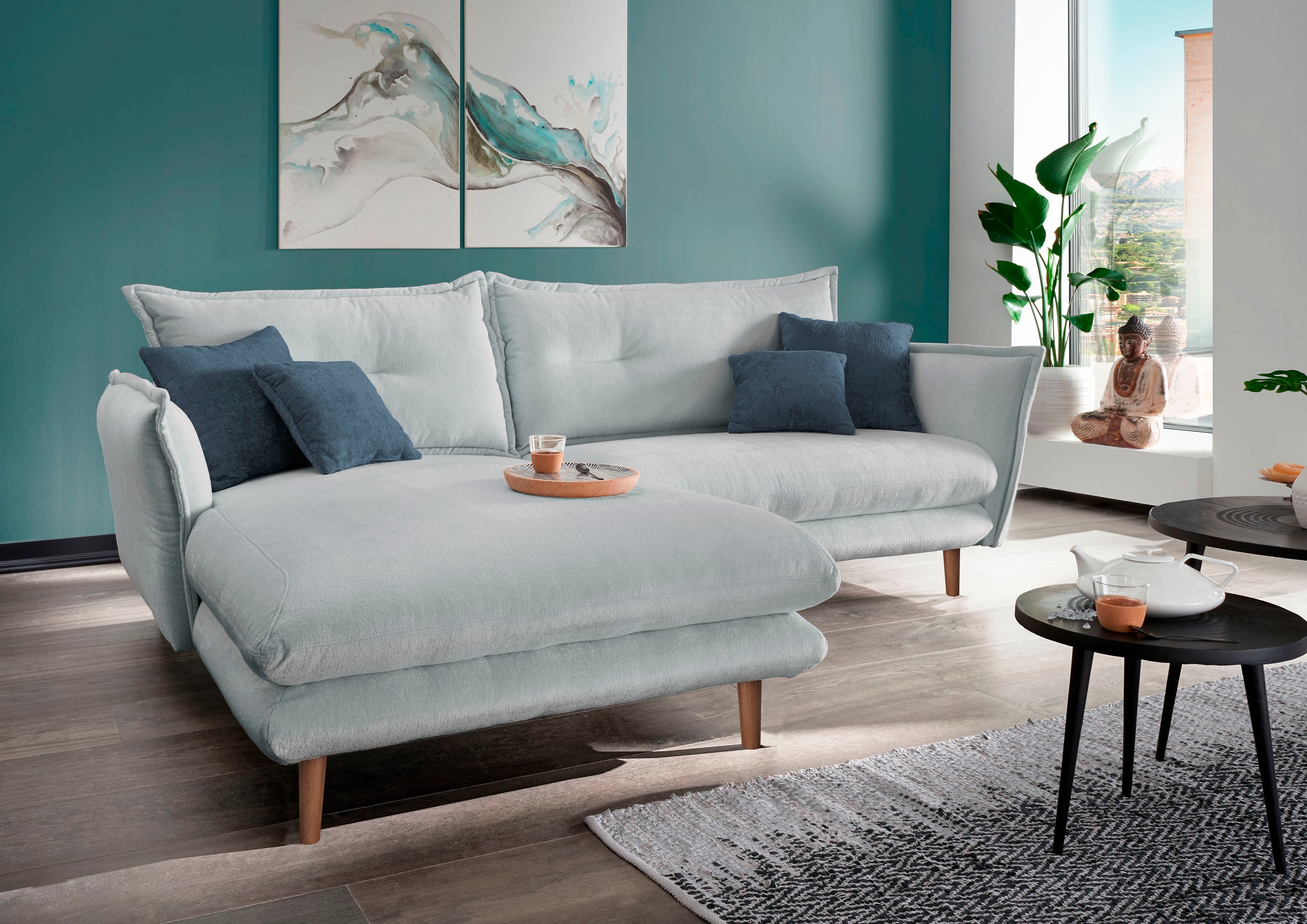 INOSIGN Ecksofa »Lazio modern und bequem, schmale Armlehnen, tolle Detailve günstig online kaufen