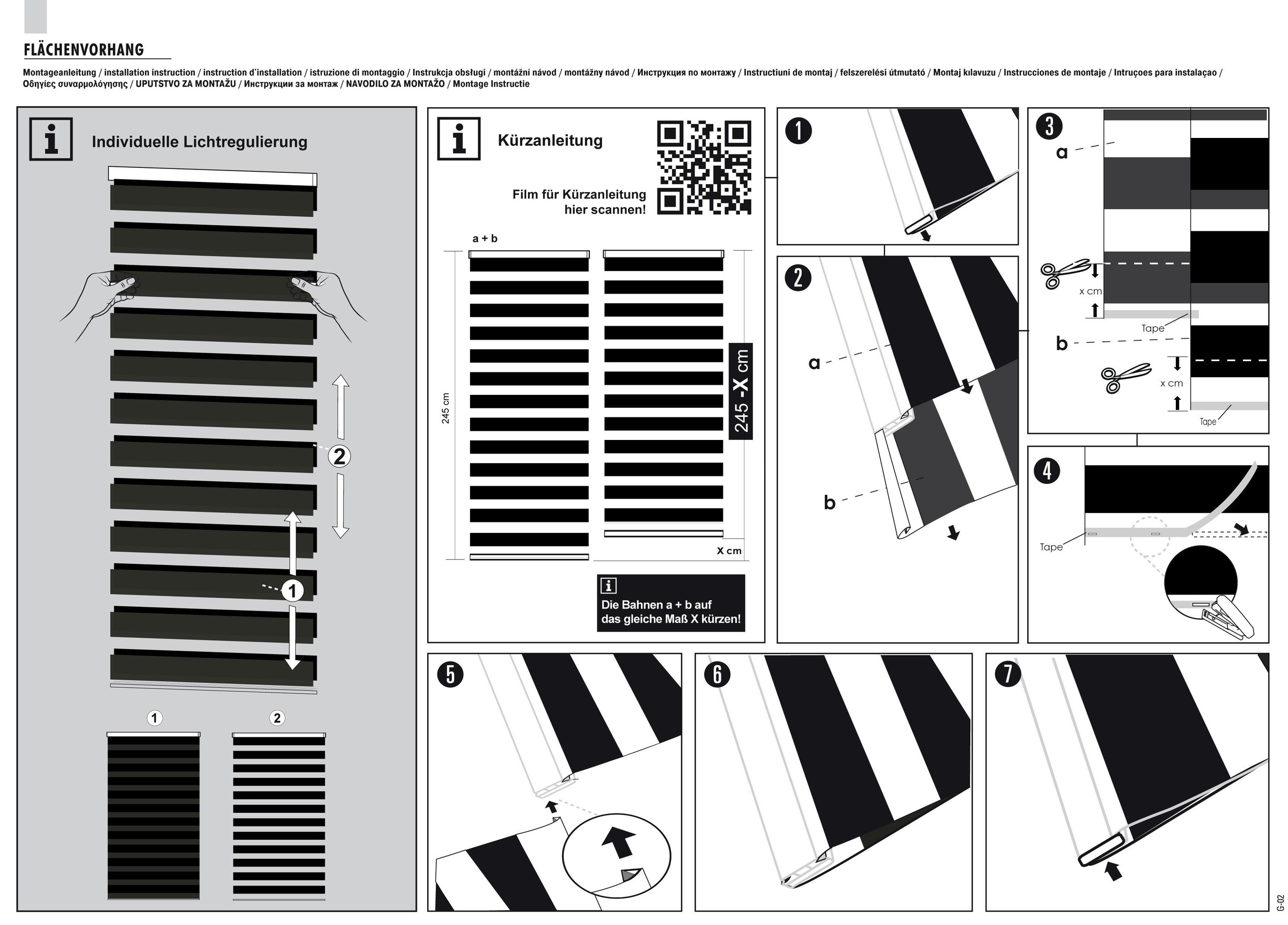 GARDINIA Schiebegardine »Flächenvorhang Day+Night Karo«, (1 St.), mit Aluminiumprofil inklusive Gleiter