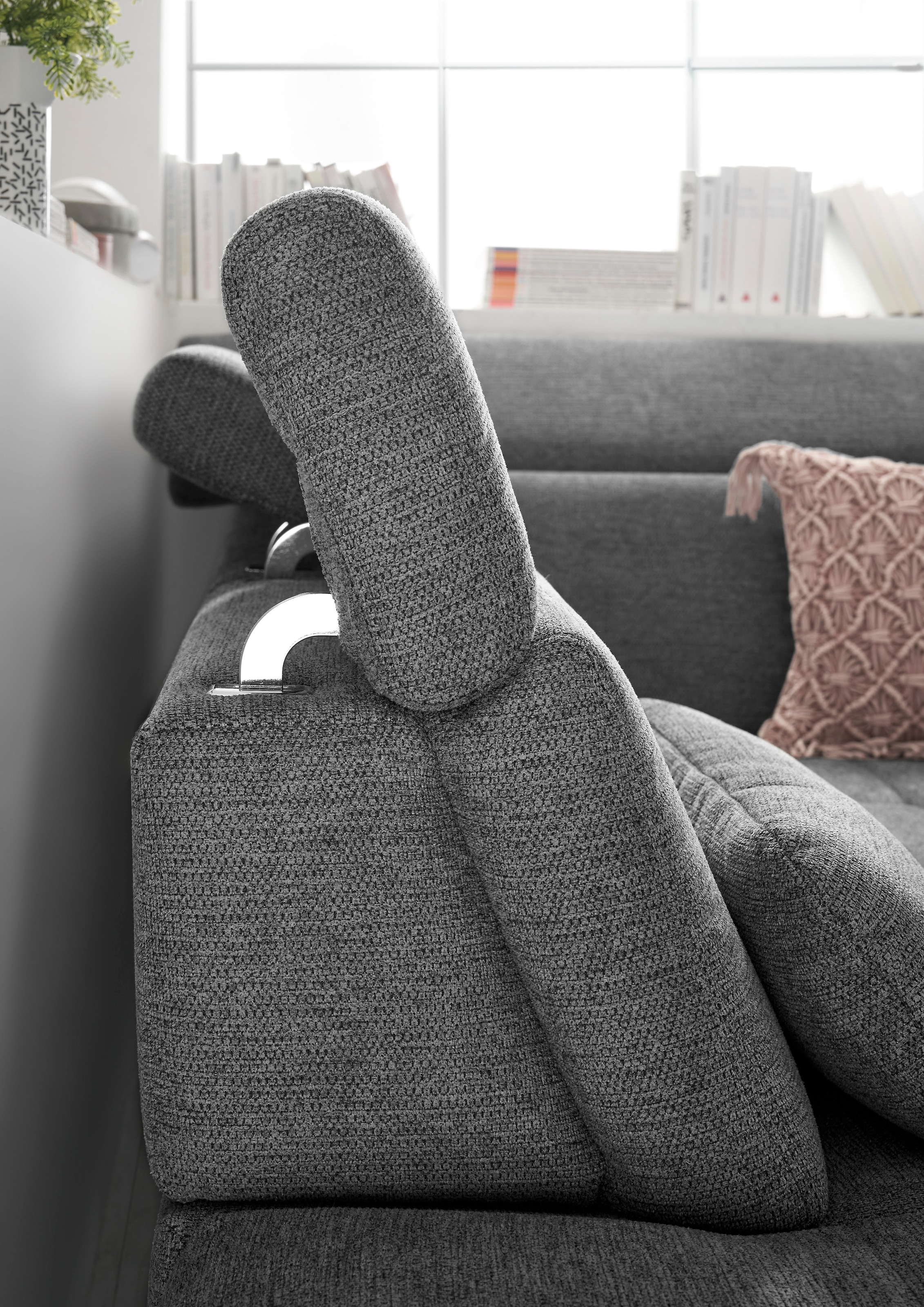 set one by Musterring Ecksofa »SO 3400 Sitzhöhe 47cm oder 49cm, Sitztiefe verstellbar, B/T 317/220 cm«, Kaltschaumpolsterung, Flachgewebe, whlw. mit Funktionen, Sitzhöhe 47