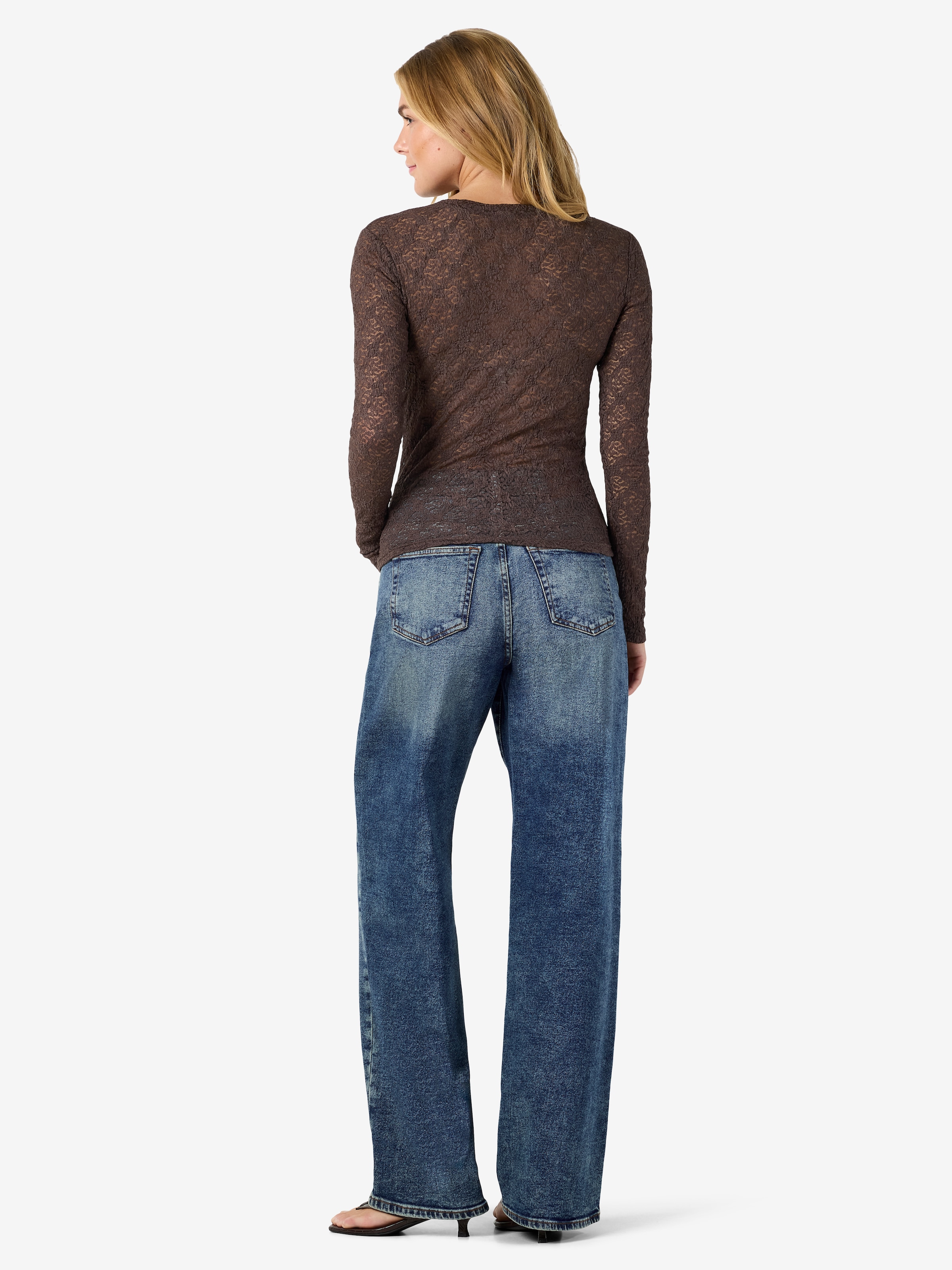 Noisy may Spitzenshirt »NMJUDITH L/S LACE TOP NOOS« Kunstfaser, regular fit