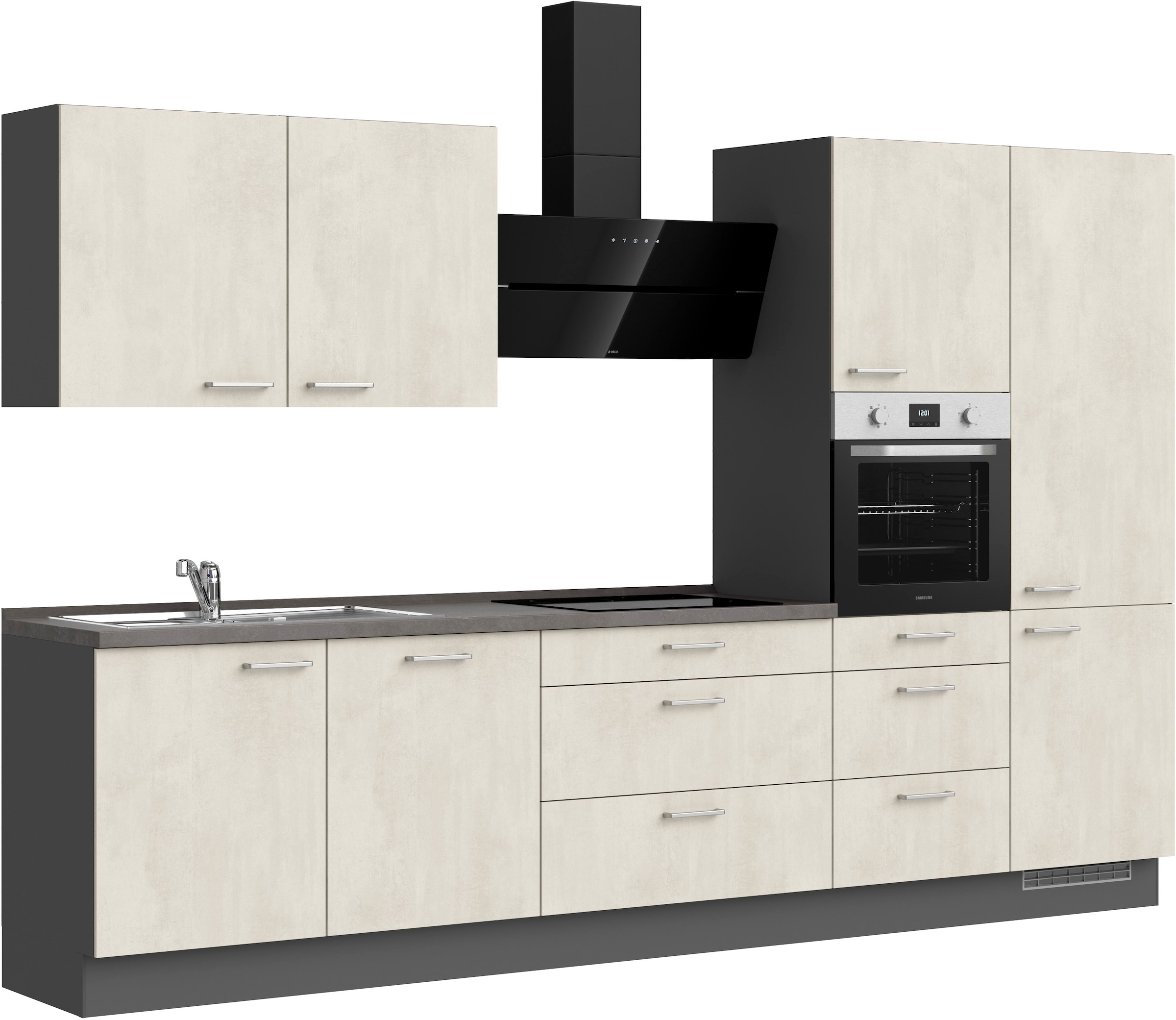 nobilia® Küchenzeile »"Riva II"«, vormontiert, Ausrichtung wählbar, Breite 330 cm, wahlw. mit E-Geräten