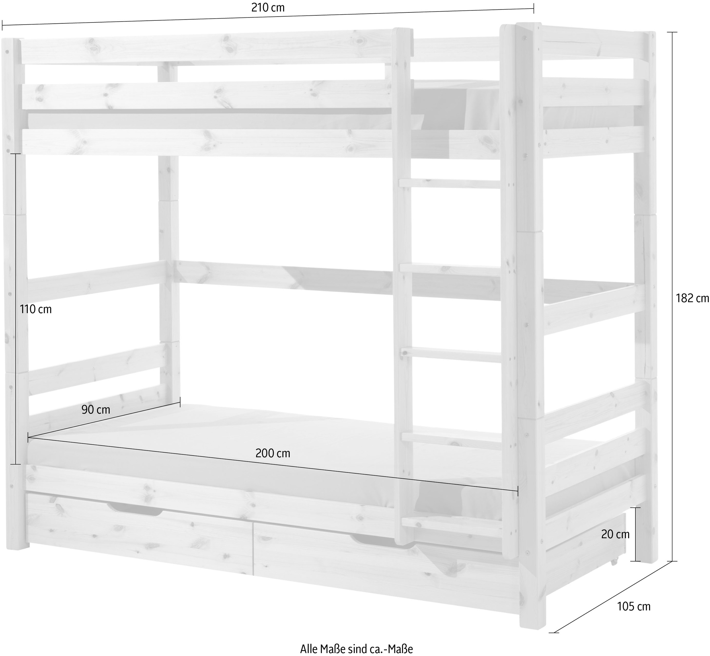 Vipack Etagenbett »Pino«, (Made in Europe), wahlweise mit Bettschublade