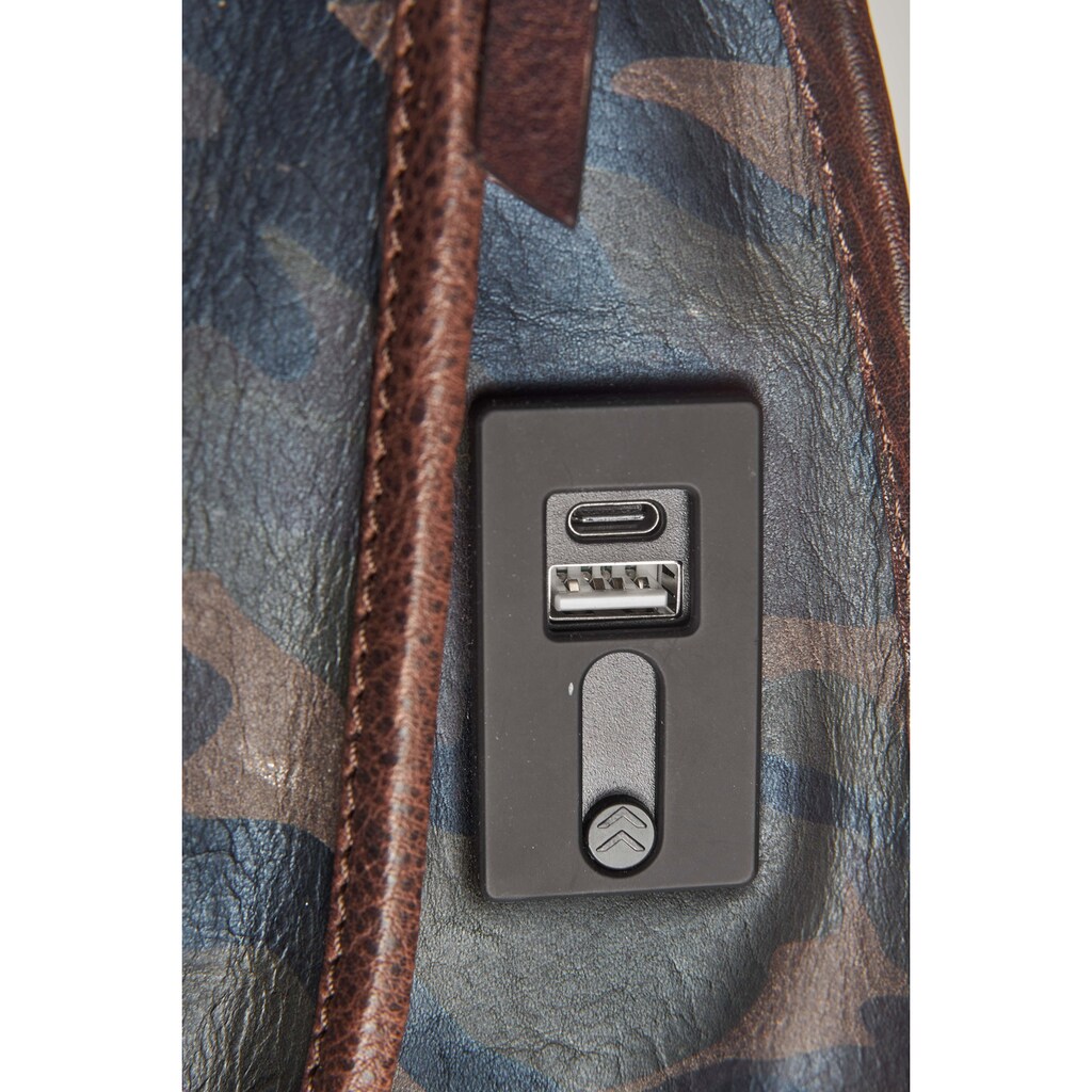 Packenger Laptoptasche »Urban Style, Berlin, Camouflage«, mit Powerbank und USB-Schleuse