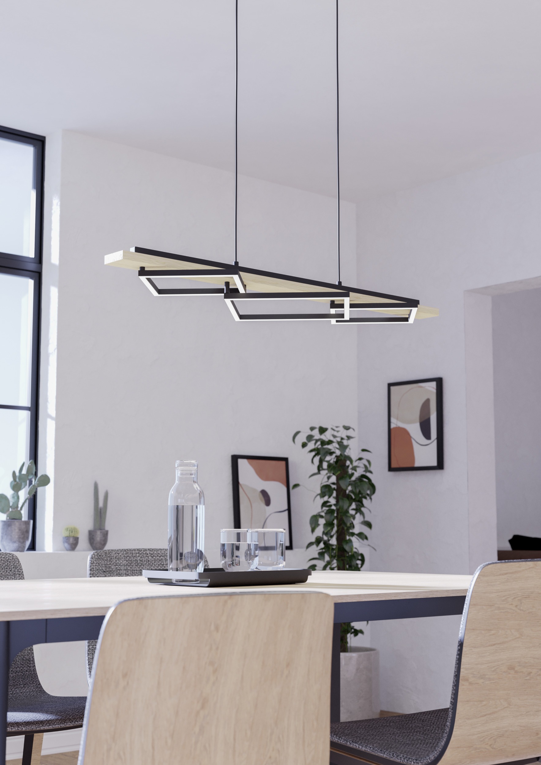 EGLO Hängeleuchte »BOYAL Pendellampe - Stahl, Holz - LED;LED - 2X13W;1X16W günstig online kaufen