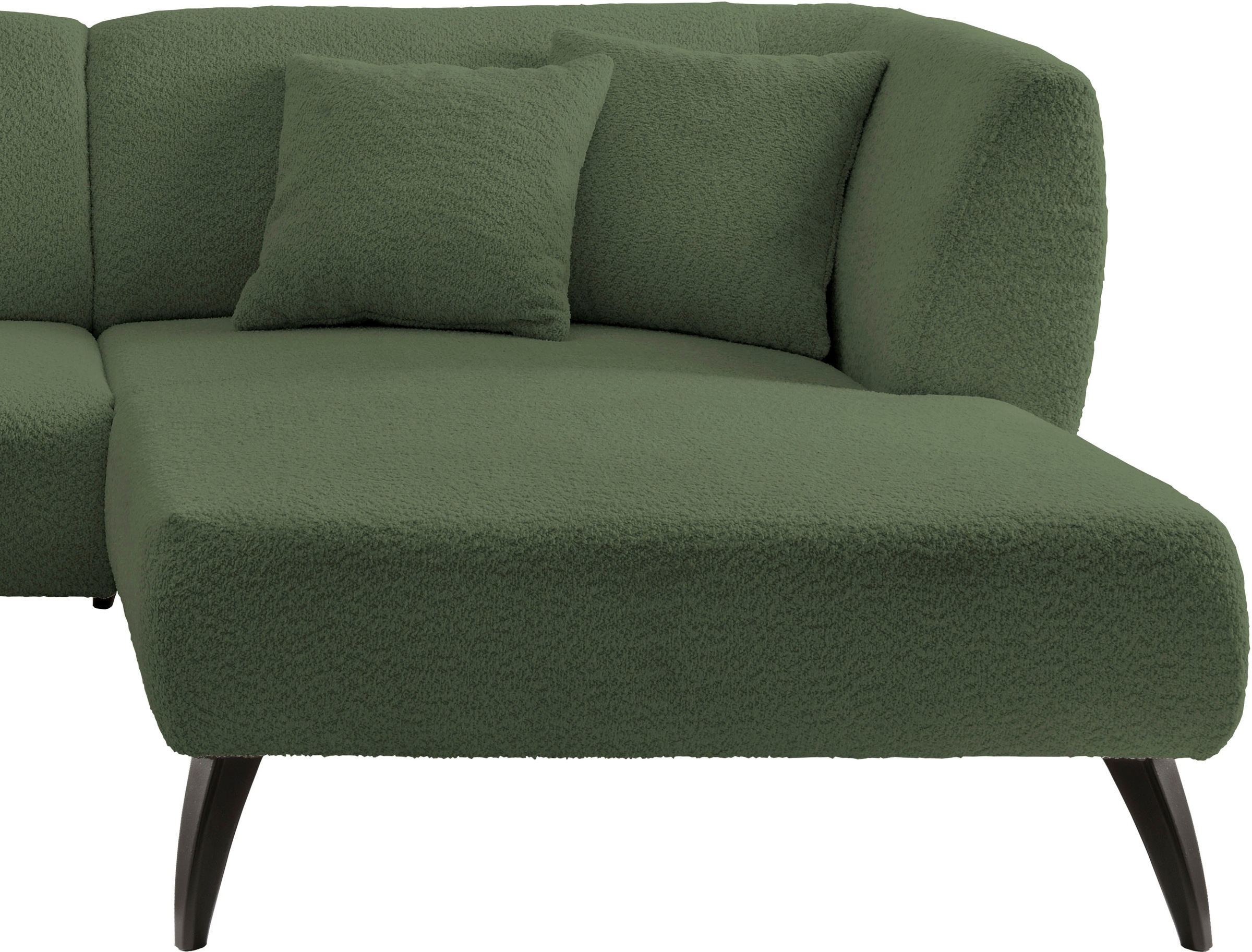 INOSIGN Ecksofa »Colori L-Form«, Holzfußfarbe wählbar, inkl. 4x Zierkissen