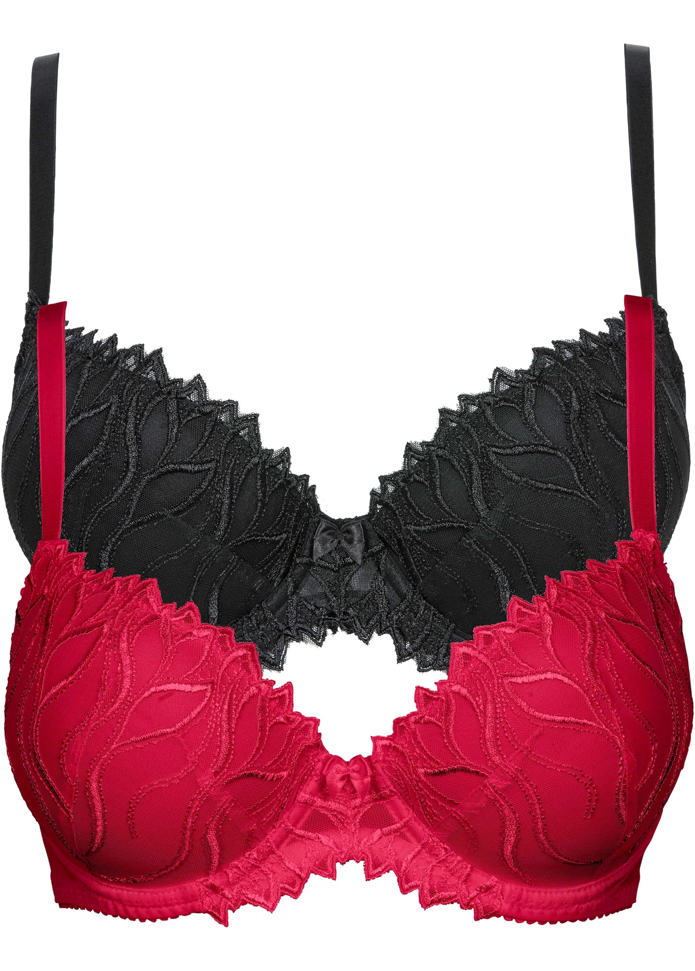 bonprix Schalen-BH »(2er Pack) Schalen-BH mit zarter Stickerei« Packung, 2 Stk. im praktischen 2er Pack, aus Polyamid und Elasthan