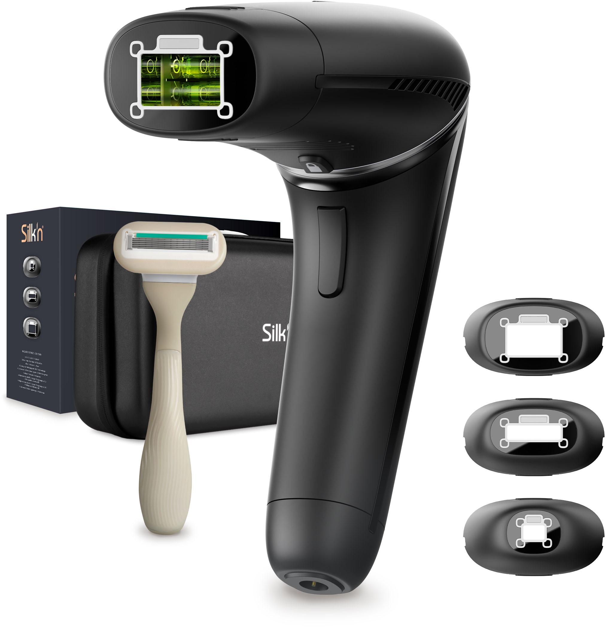 SILK'N IPL-Haarentferner »7« 600.000 Lichtimpulse das erste IPL-Gerät von mit einem drehbarem Kopf schwarz Lieferumfang inklusive...