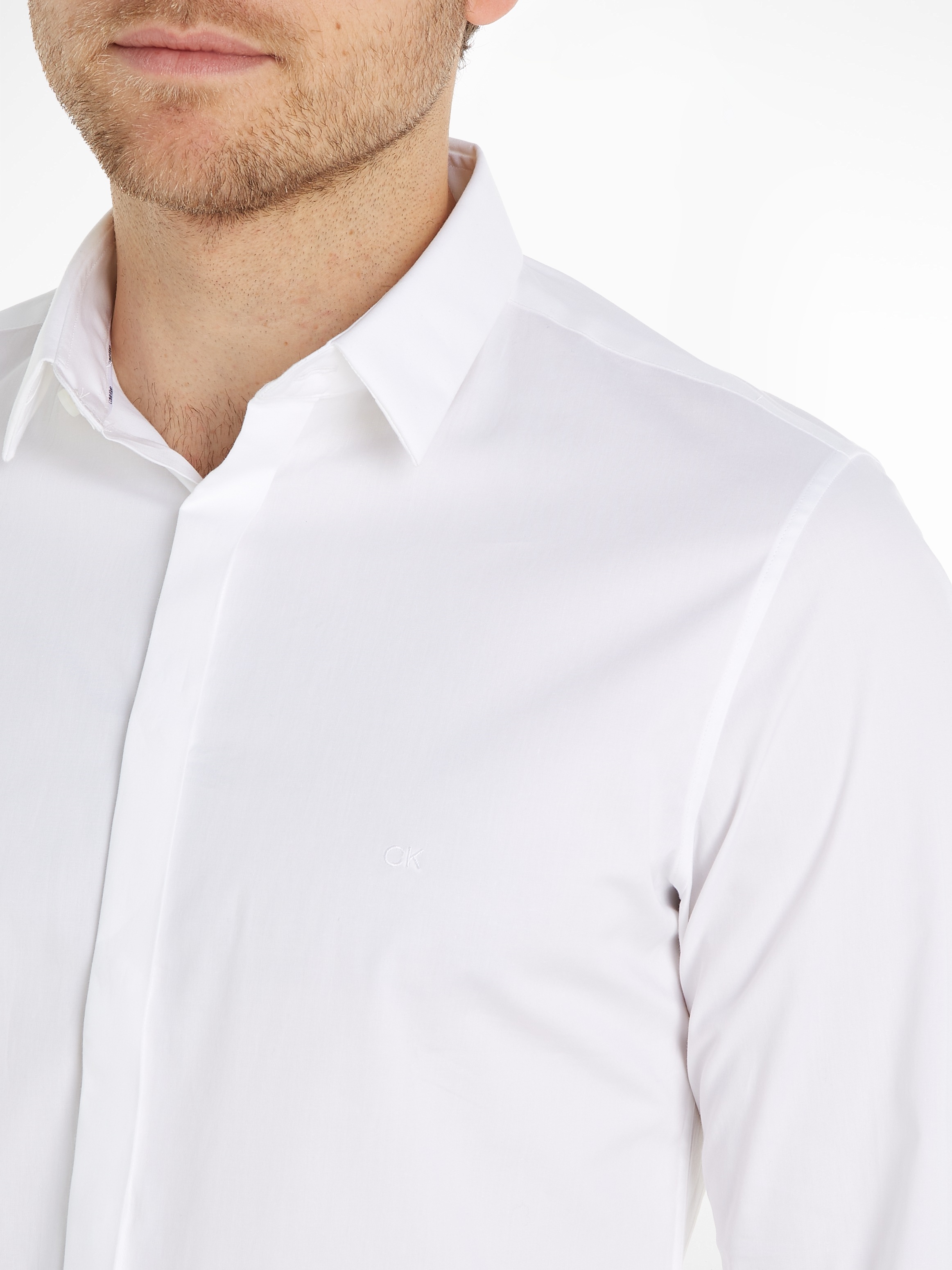 Calvin Klein Langarmhemd »POPLIN HP EXTRA SLIM SHIRT«, mit Logostickerei