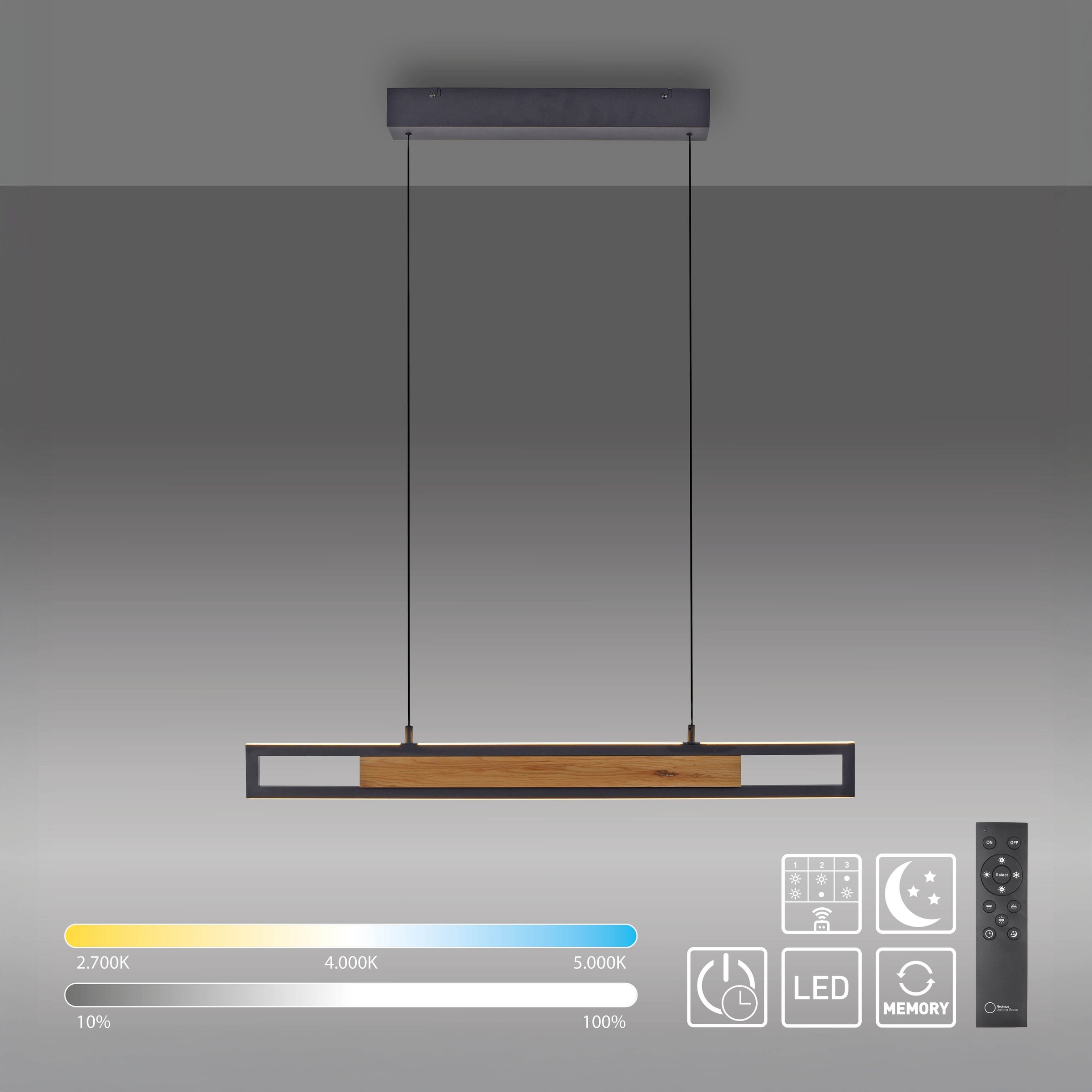 Paul Neuhaus LED Pendelleuchte »SVEJA« LED-Board 1 Stk. warmweiß - kaltweiß Comfort Lift, CCT, dimmbar über Funk-Fernbedienung, getrennt schaltbar