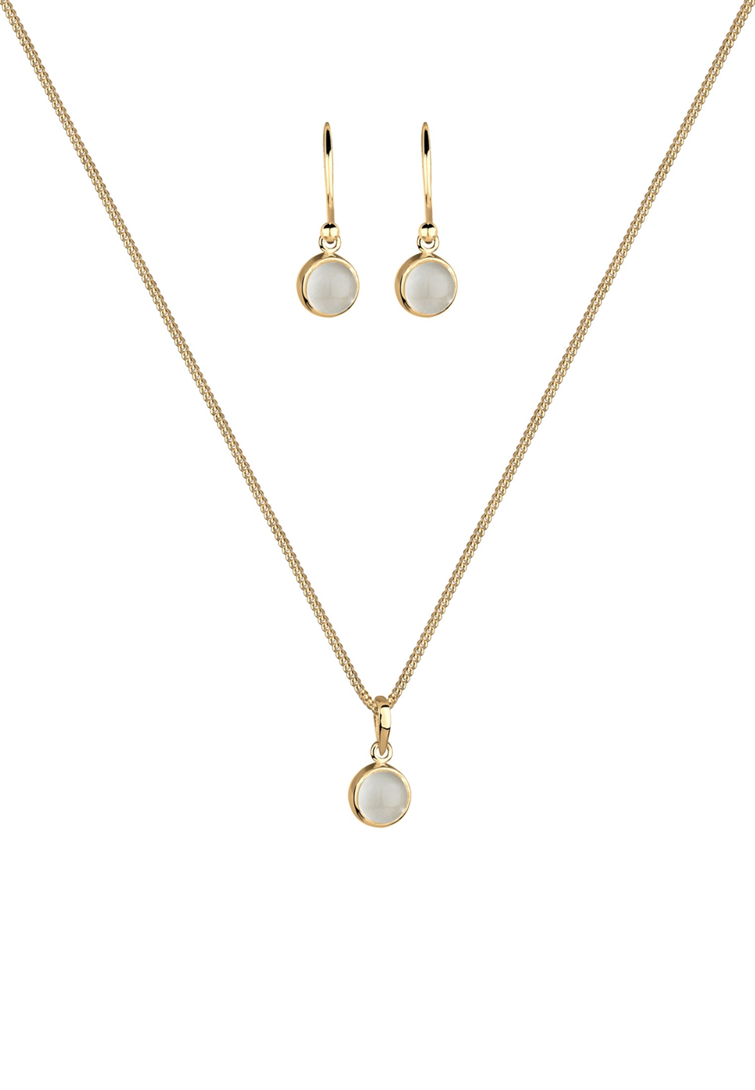 Elli Schmuckset »Mondstein Weiß 925 Sterling Silber vergoldet«