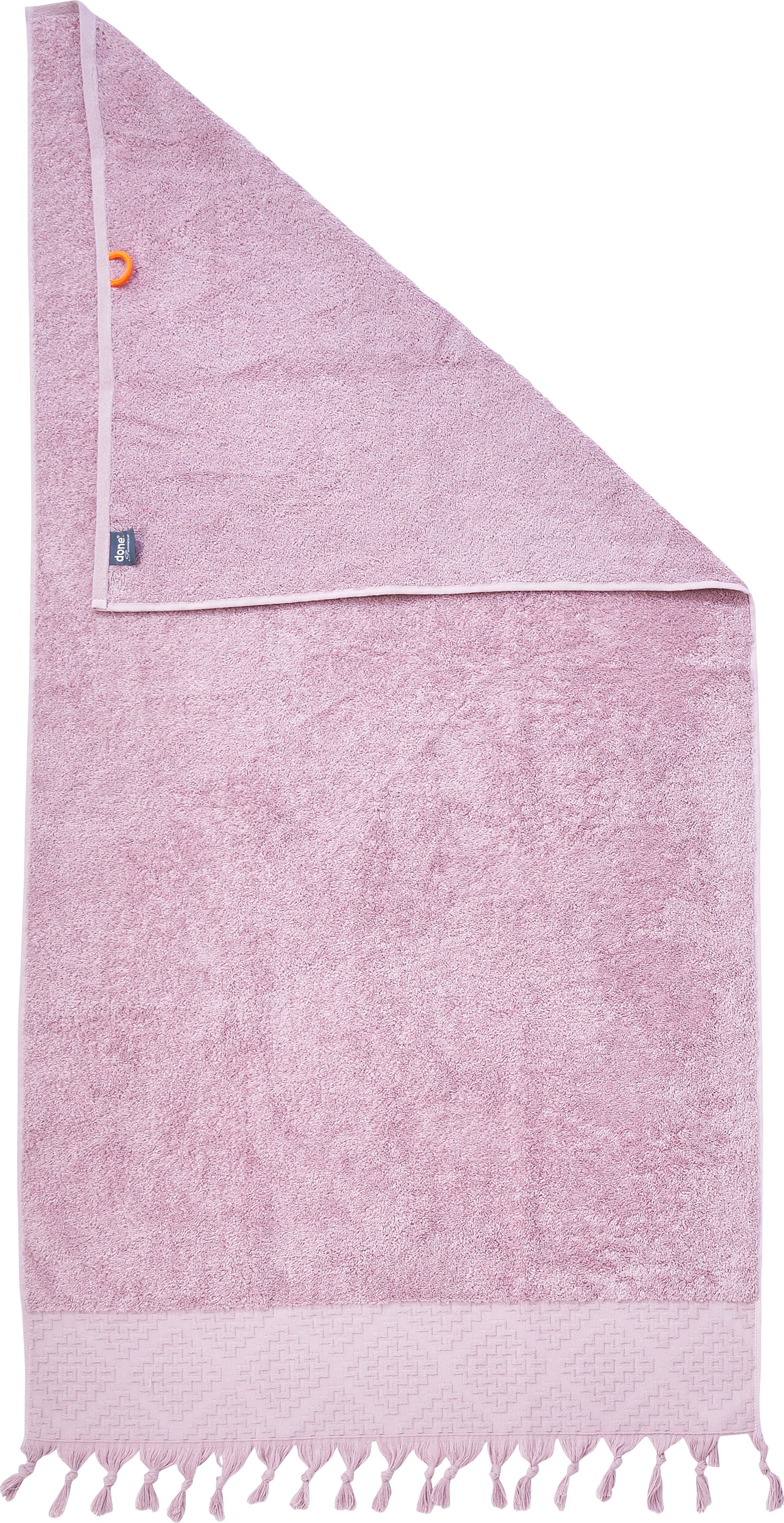 done.® Duschtuch »Provence Bohéme«, (1 St., Duschtuch 70 x 140 cm), Uni Farben, Boho-Style, mit auffälliger Borte & Fransen