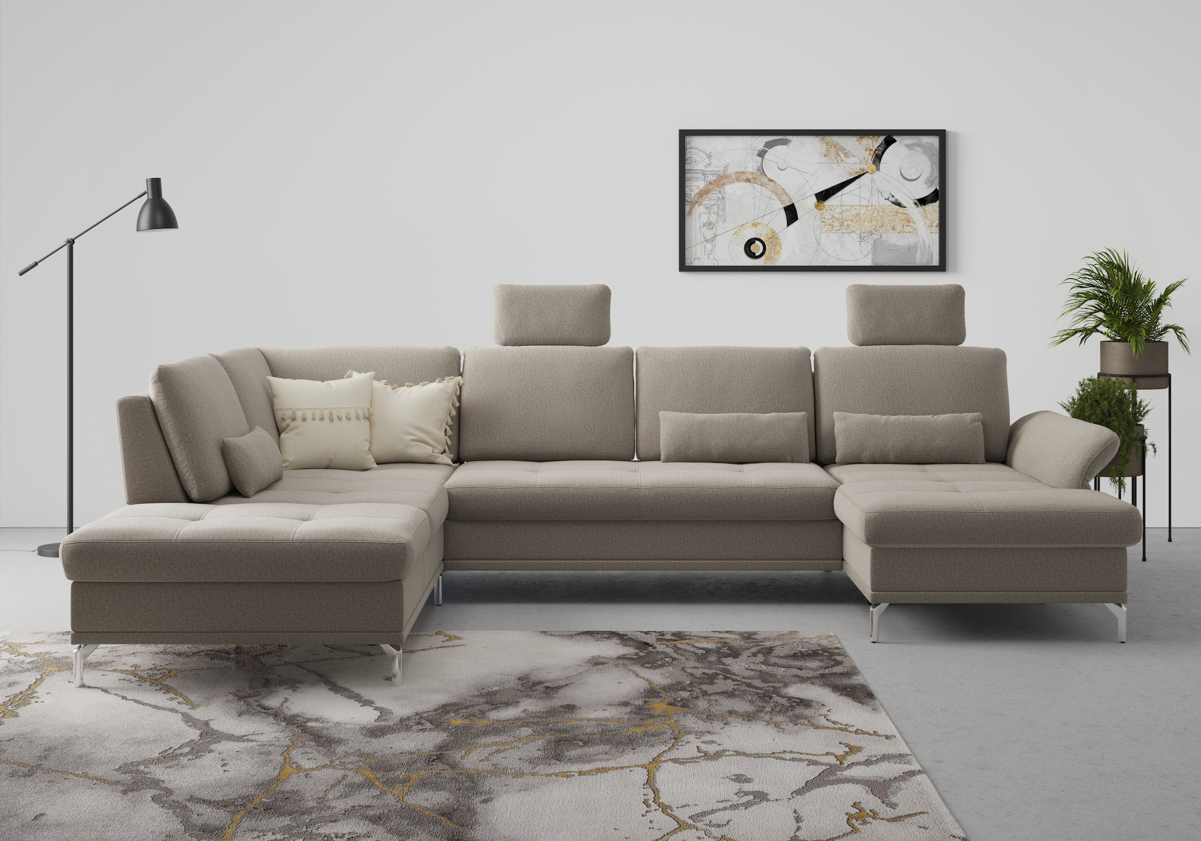 Home affaire Wohnlandschaft »Palm Beach U-Form« Federkern, mit Sitztiefenve günstig online kaufen