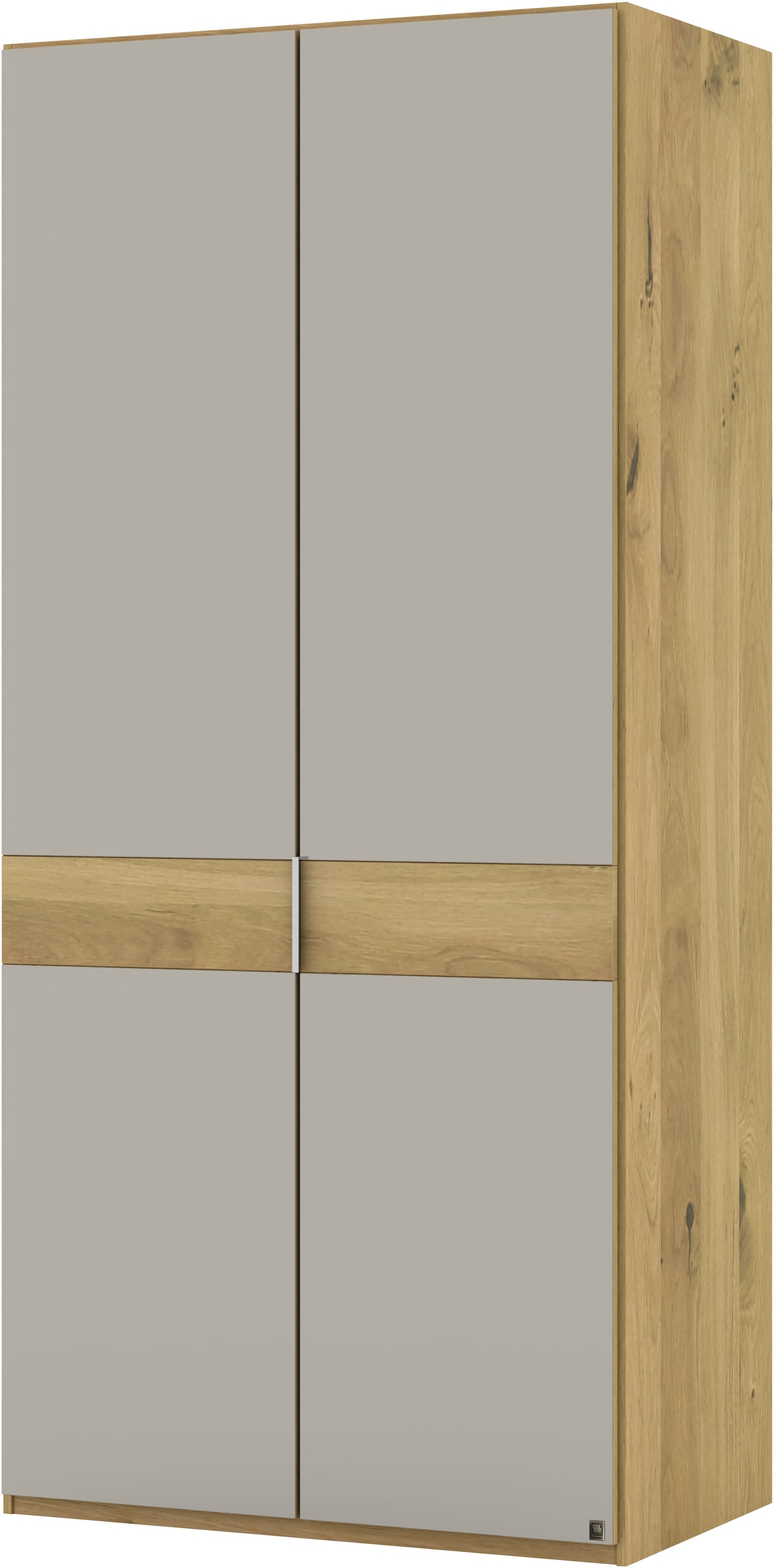 Musterring Drehtürenschrank »Savona, Kleiderschrank, Schrank, Garderobe, teilmassiv Eiche«, (mit Türdämpfern, mit Spiegel oder Glas, extra Böden, MADE IN GERMANY), Türen in Bianco-Eiche massiv, Spiegel-/Glastüren, verschiedene Größen