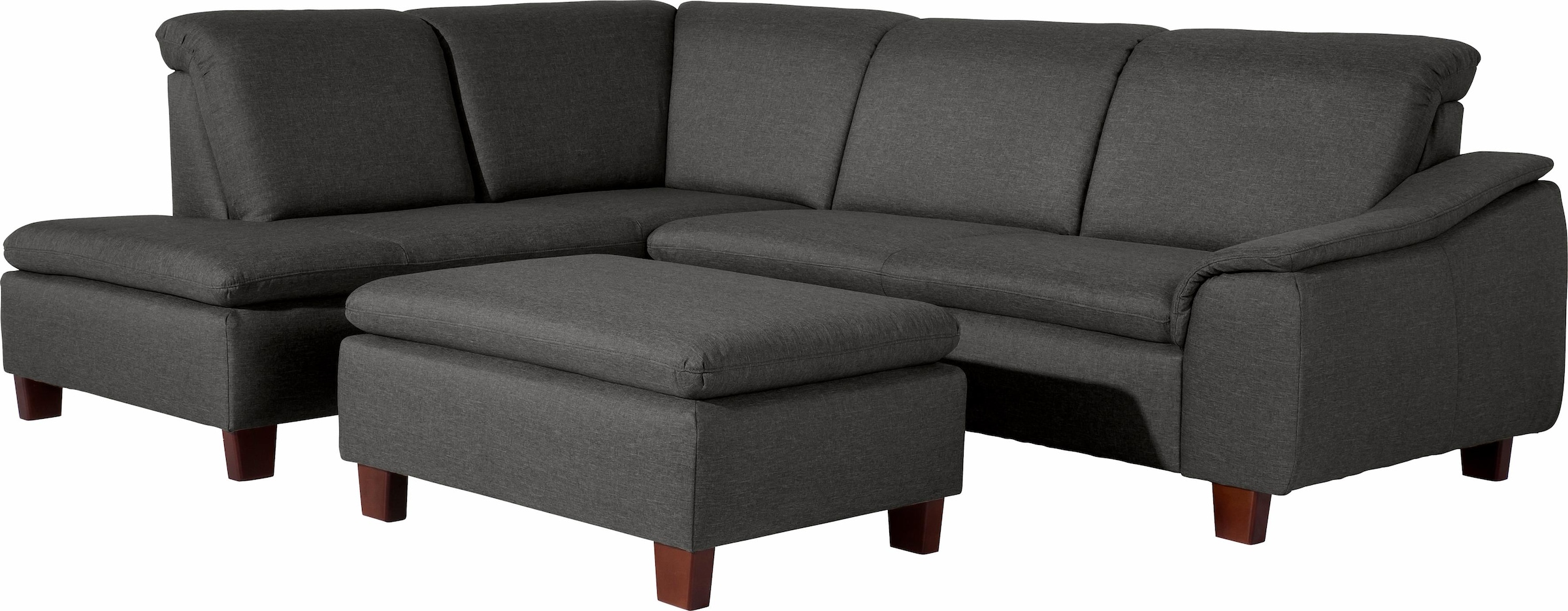 Max Winzer® Ecksofa »Alessio, aktuelle Mattenoptik, geschwungene Formensprache, bequem«, mit abgerundeter Rückenlehne, Ottomane wahlweise links oder rechts