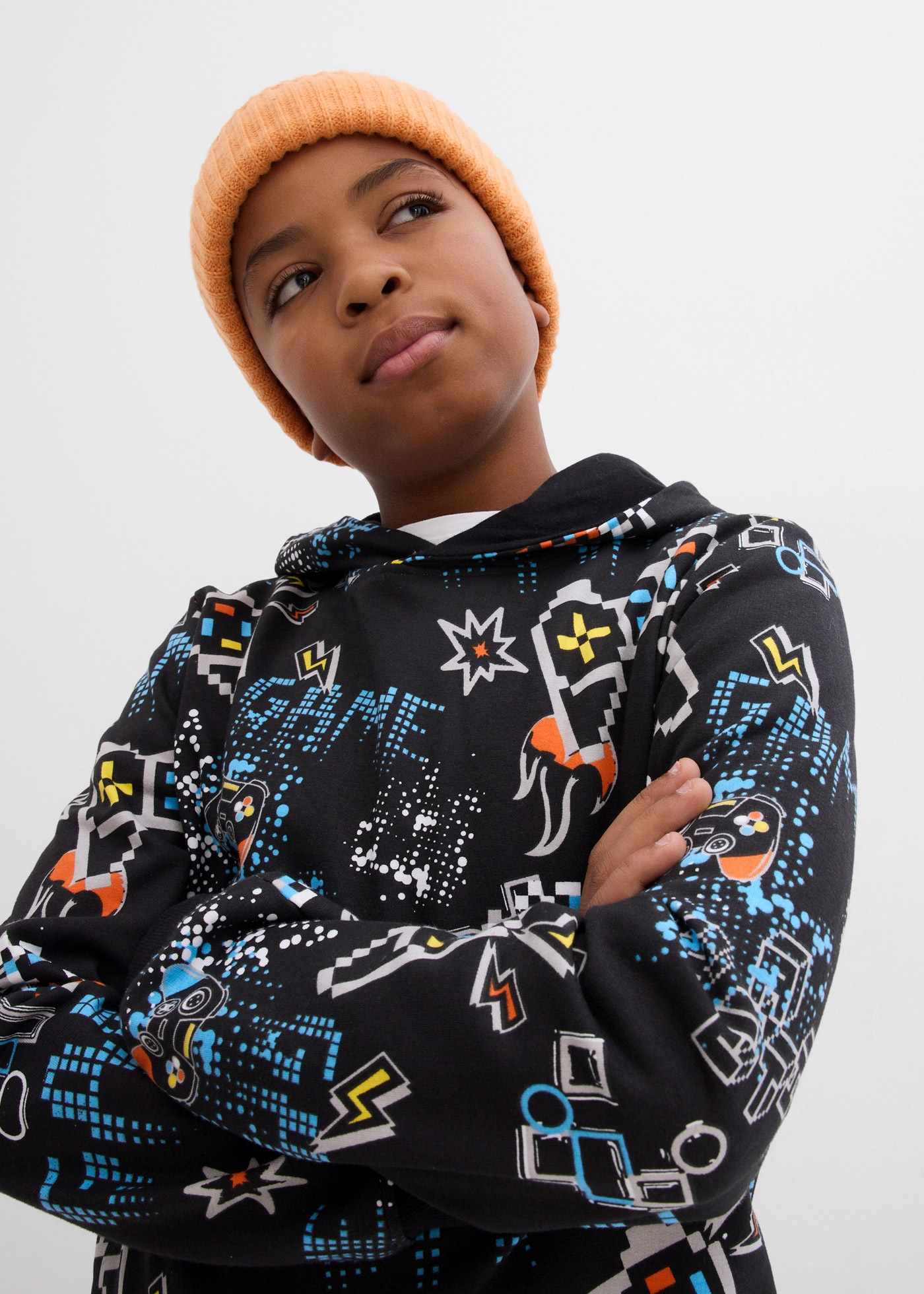 bonprix Hoodie , mit Allover-Muster im Gaming-Style, für Jungs
