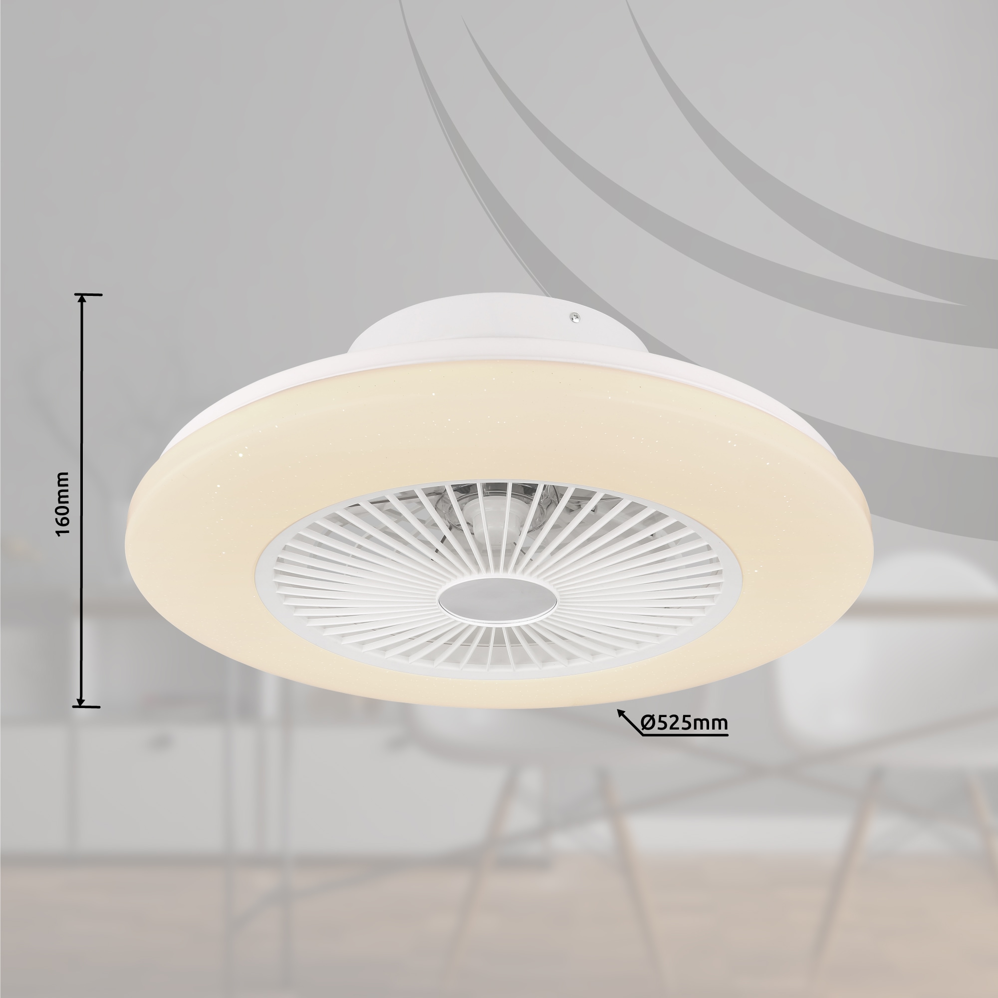 GLOBO LIGHTING Deckenleuchte »TRAVO«, Leuchtmittel LED-Modul | LED fest integriert, Ventilator/Funktions-Ventilator/Wohnbereich/Schlafzimmer /Flügel innen