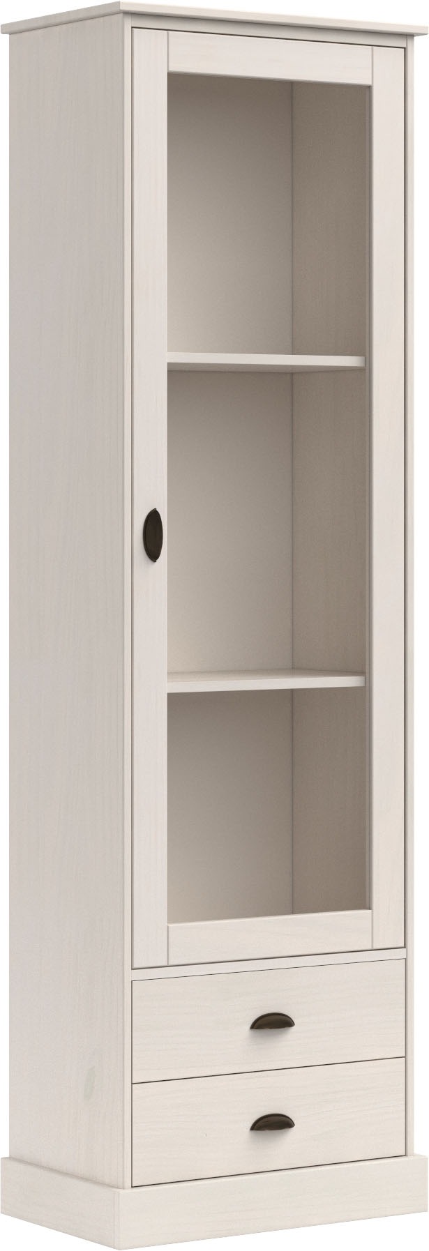 Home affaire Vitrine »Schröder«, mit 1 Schiebetür, 2 Schubkästen, aus massivem Kiefernholz, Breite 55cm