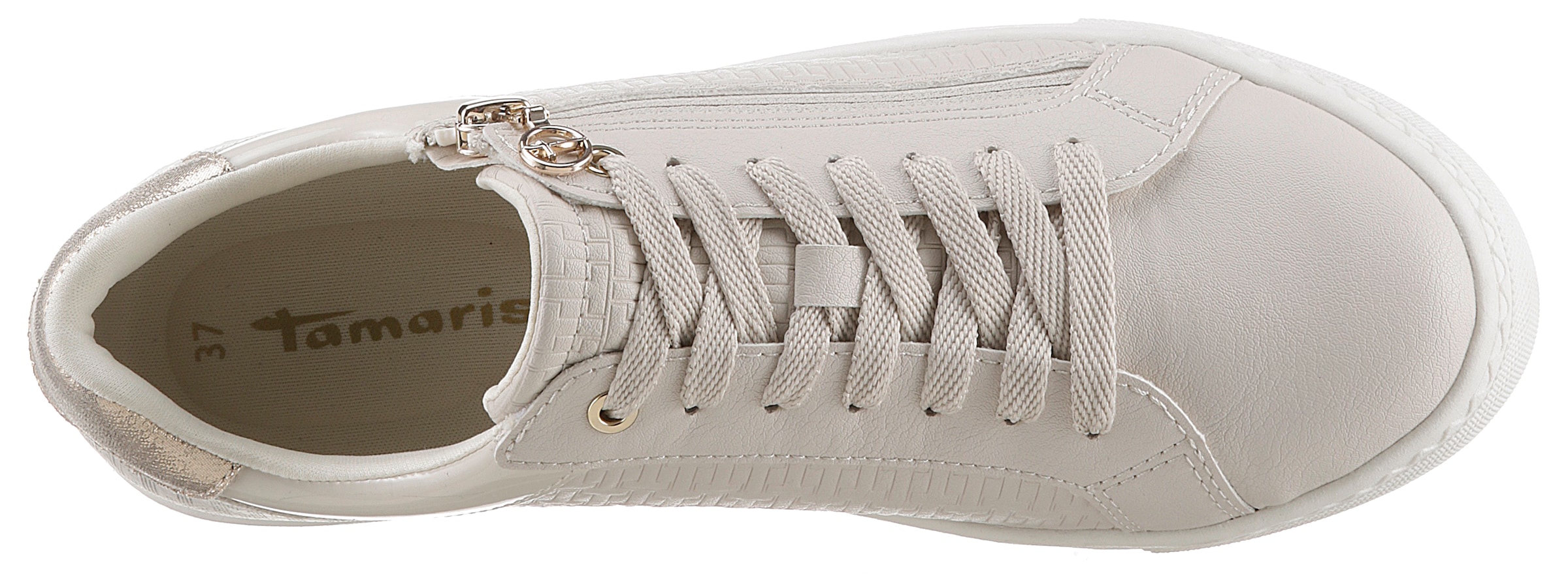 Tamaris Plateausneaker, Freizeitschuh, Halbschuh, Schnürer mit Besätzen und Glitzerdetails