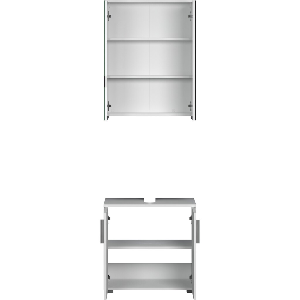 welltime Badezimmer-Set »Prag«, (Set, 2 St.), Waschbeckenunterschrank & Spiegelschrank