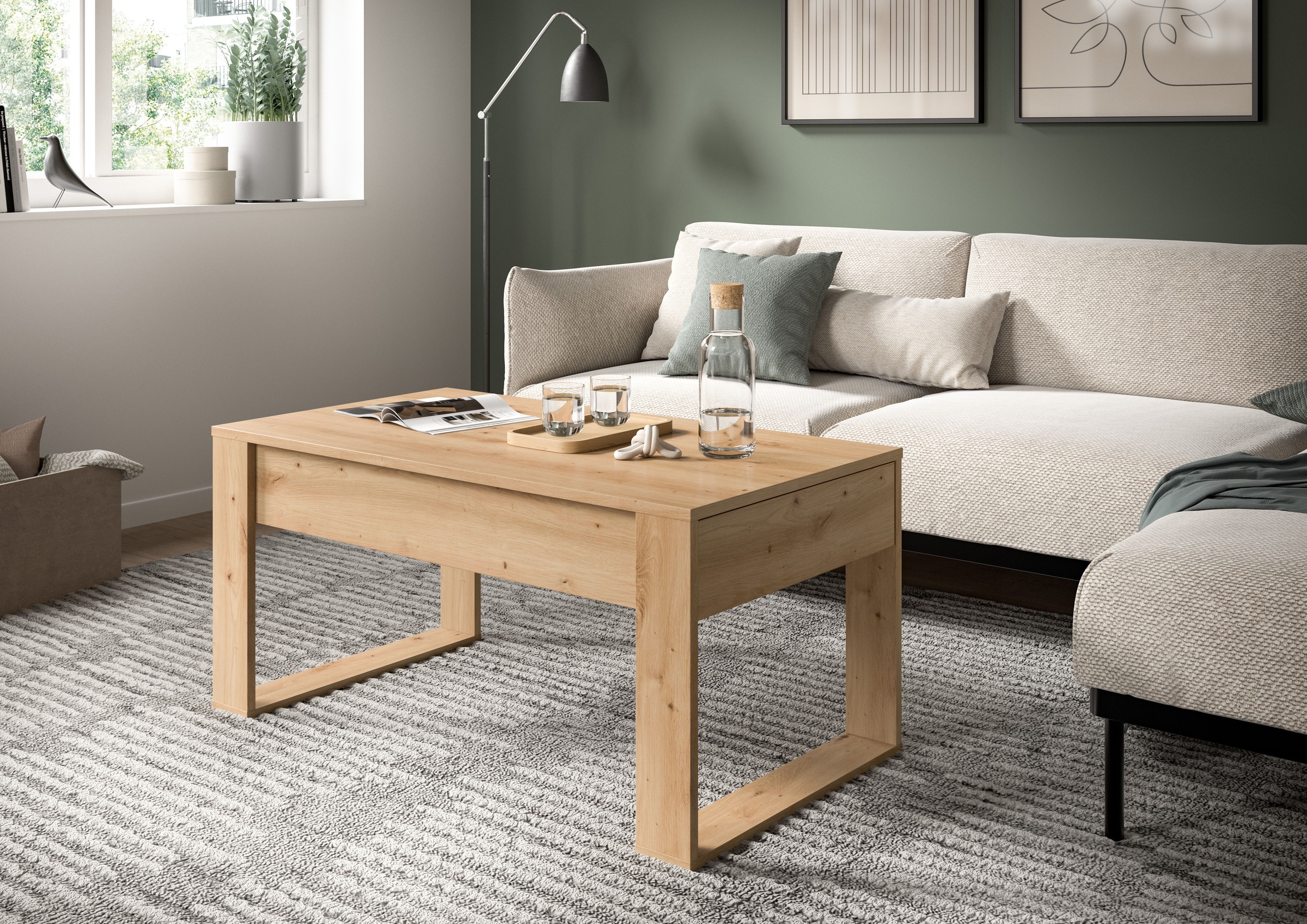 INOSIGN Couchtisch »LÖMA, Breite 110 cm, inkl. 2 Schubkästen, mit Kufengestell«, Beistelltisch, Tisch, Coffeetable, Wohnzimmertisch