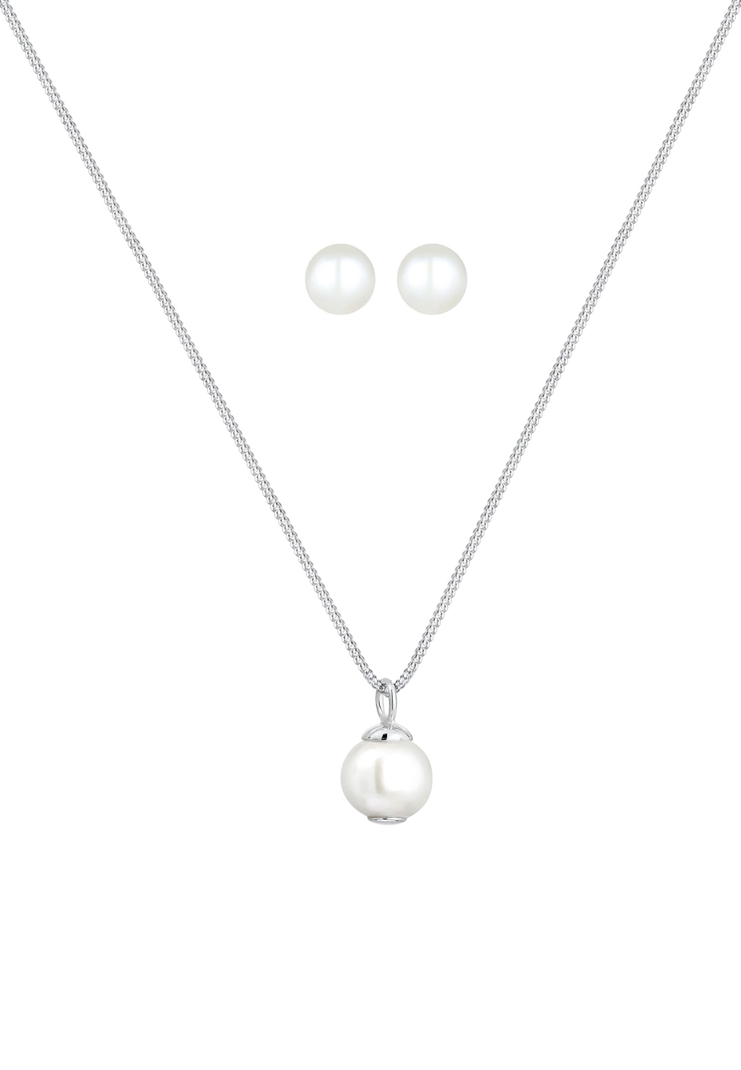 Elli Schmuckset »Süßwasserperlen Weiß 925 Sterling Silber«