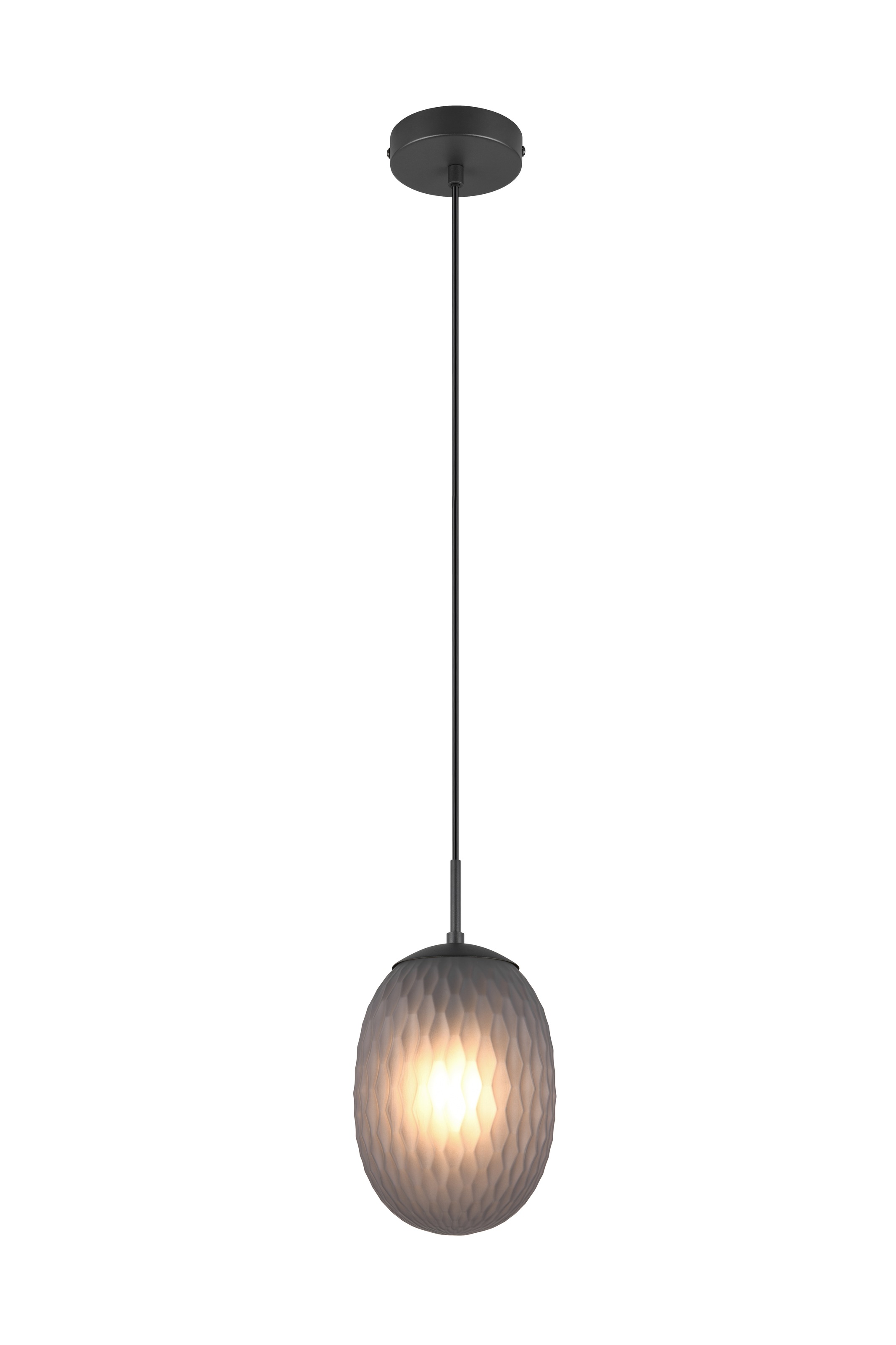 TRIO Leuchten Pendelleuchte »FACETTE, Hängeleuchte mit facettiertem Glasschirm in rauchgrau Ø 18cm« E27 1 Stk. warmweiß - kaltweiß exkl. Leuchtmittel E27 max 25W, Höhe einstellbar max 150cm