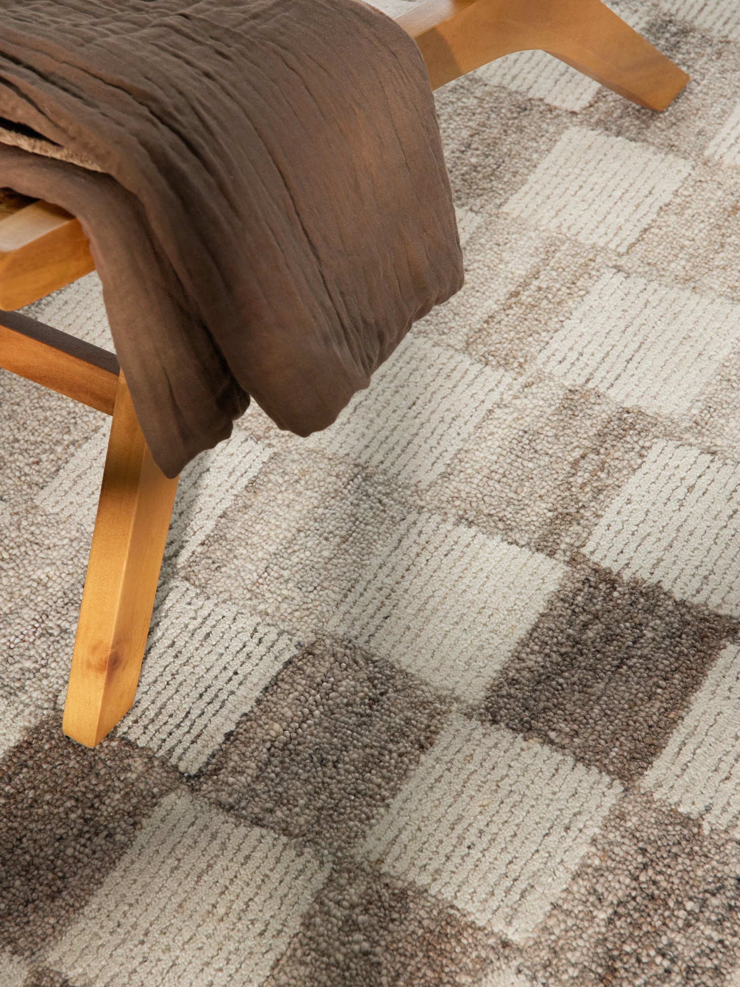 vikosa Wollteppich »Quadra« rechteckig 15 mm Höhe Handgemacht, Kariert, Karo, Natur, Wolle, Wohnzimmer,Schlafzimmer