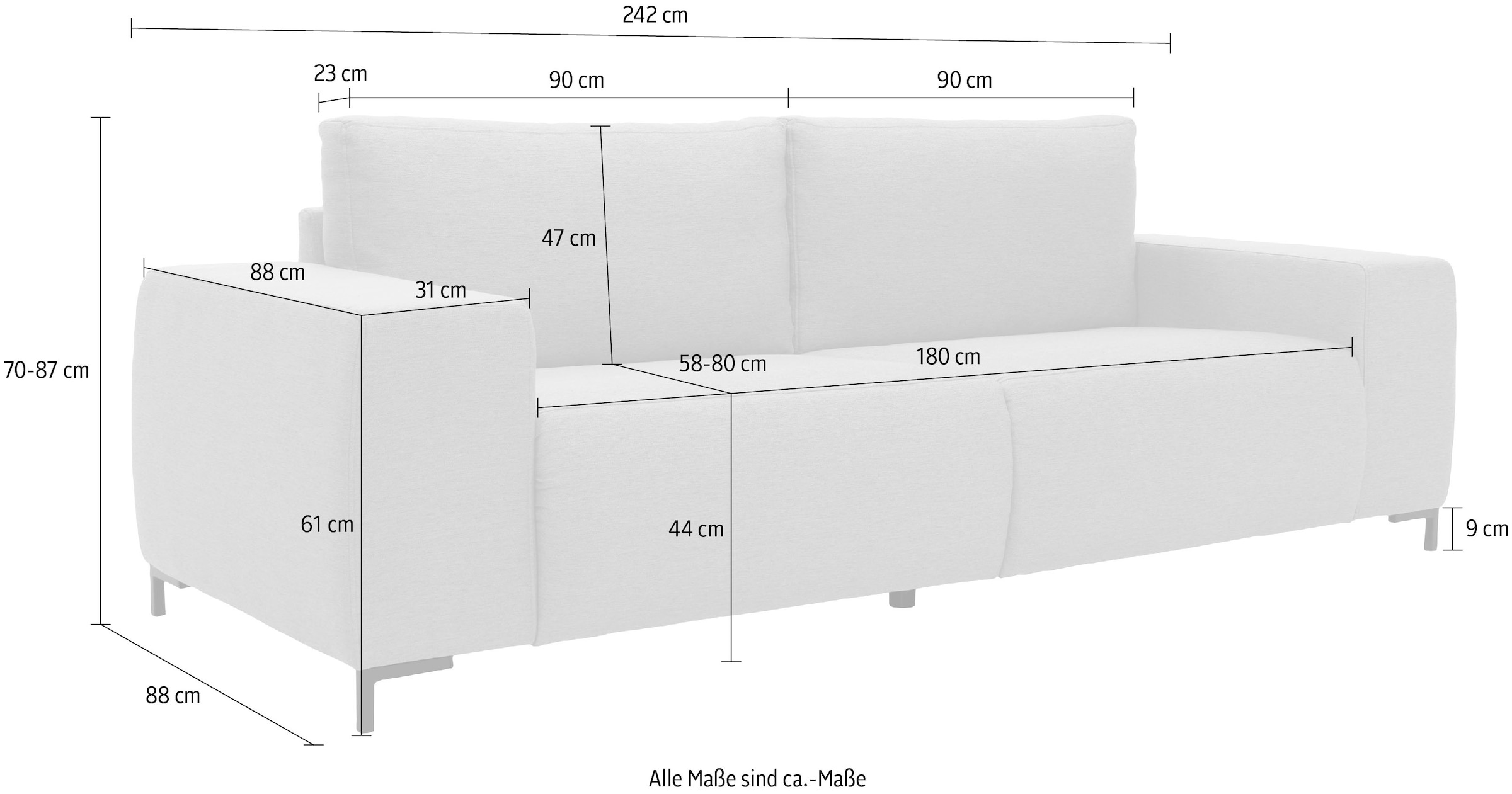 LOOKS by Wolfgang Joop Big-Sofa »Looks VI«, gerade Linien, in 2 Bezugsqualitäten