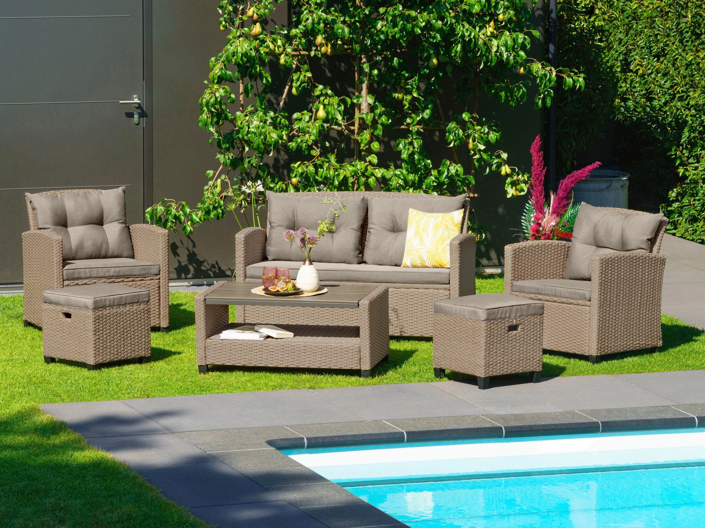 KONIFERA Gartenlounge-Set »Lorca« Set, 2xSessel,2er Sofa,1xTisch 90x55x42,5 günstig online kaufen