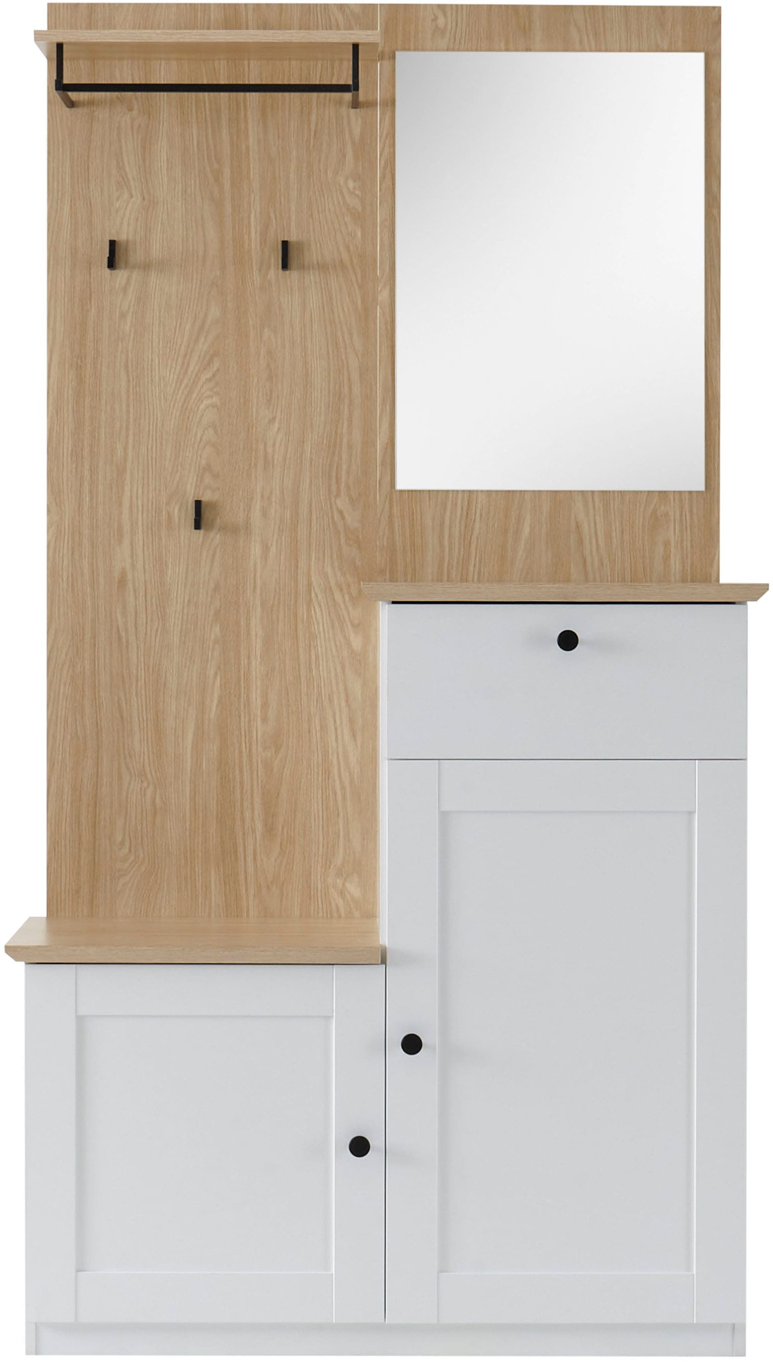 OTTO home Kompaktgarderobe »Brest, Garderobe im Landhausstil, Flurgarderobe, Dielenschrank« schwarze Metallgriffe, viel Stauraum, für kleine Räume geeignet