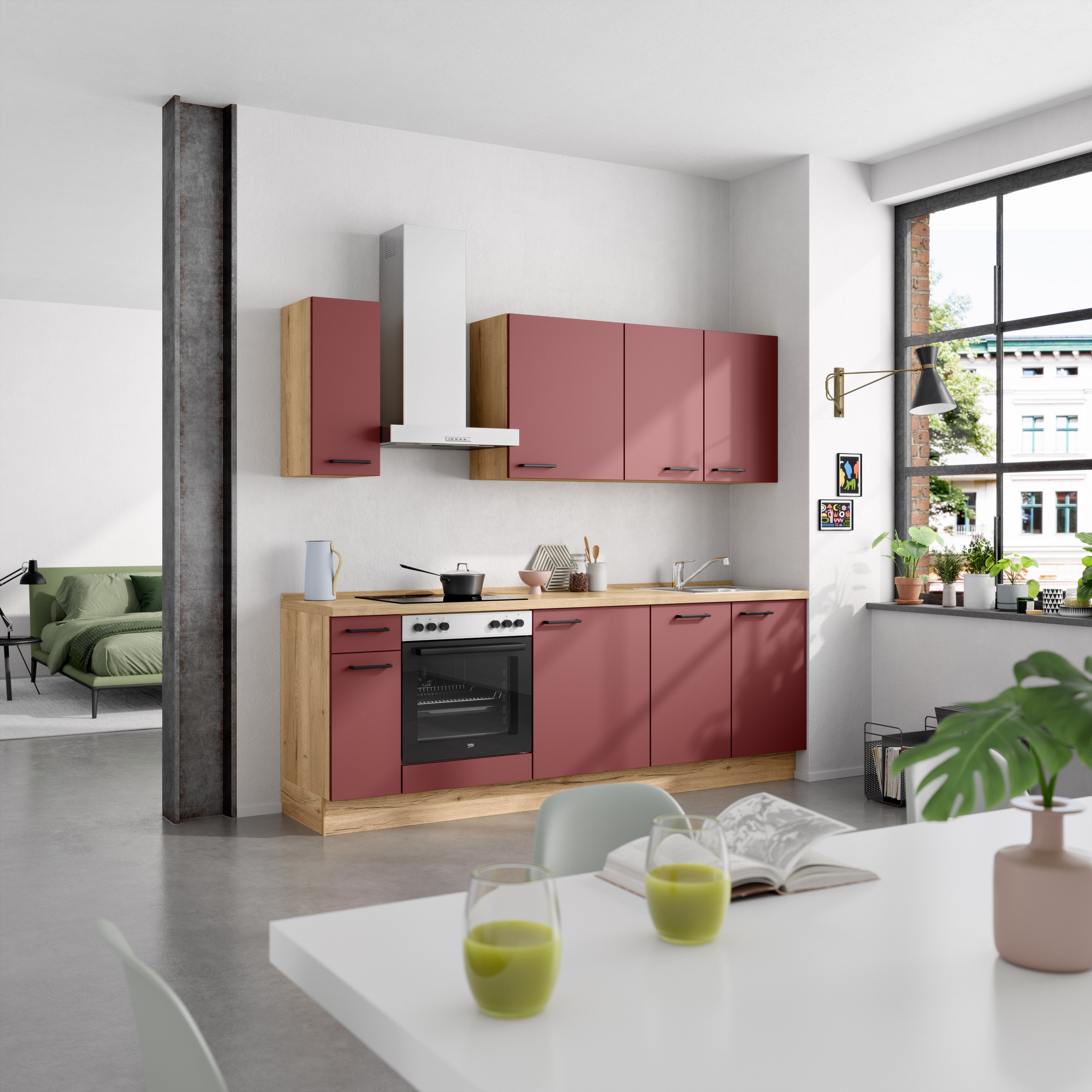 nobilia® Küchenzeile »"Easytouch I"«, vormontiert, Ausrichtung wählbar, Breite 240 cm, wahlw. mit E-Geräten