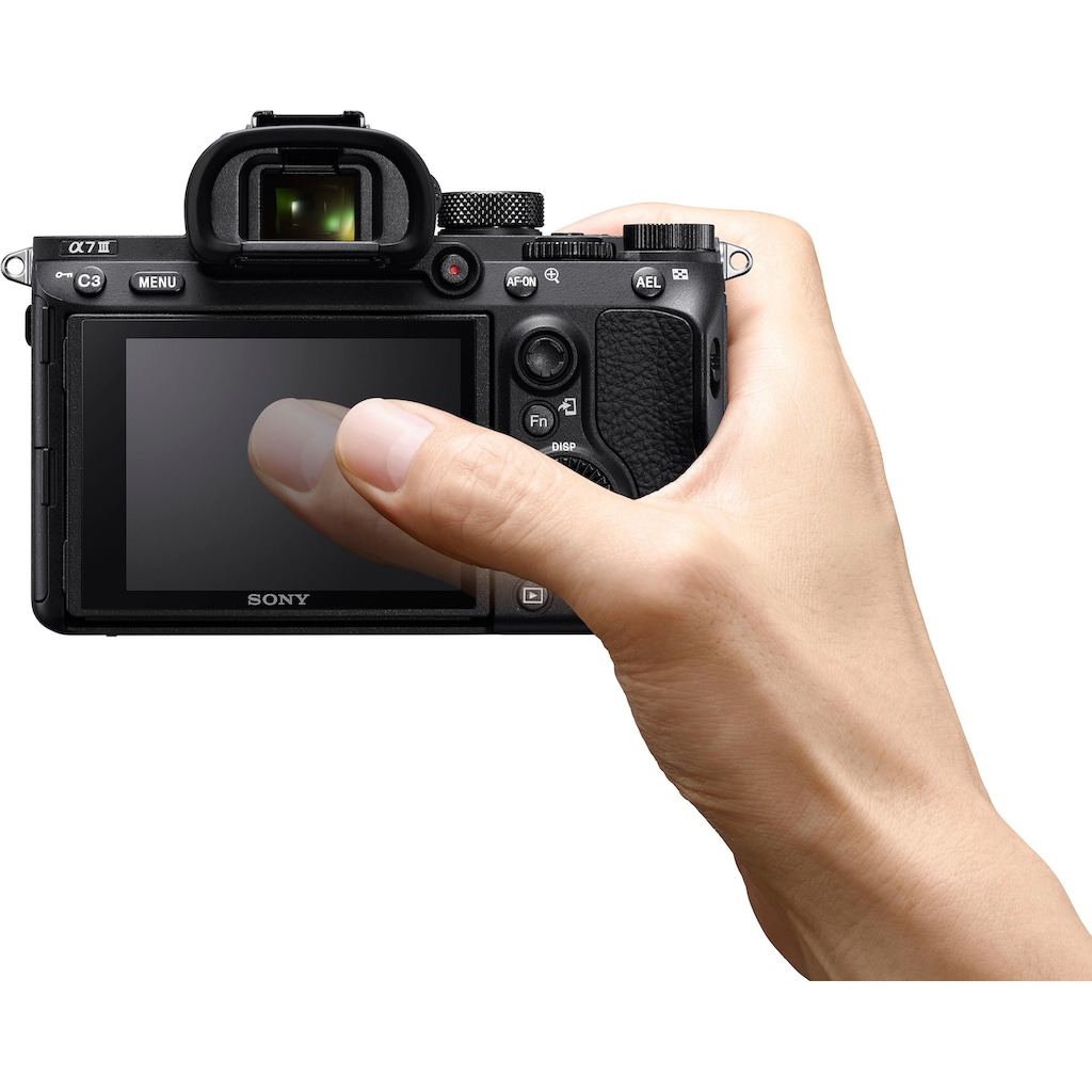 Sony Systemkamera »ILCE-7M3B - Alpha 7 III E-Mount«, 24,2 MP, Exmor R CMOS Vollformatsensor, 7,5 cm (3 Zoll) Touch-Display, 2 Kartenslots, NFC, Bluetooth, WLAN (Wi-Fi), nur Gehäuse