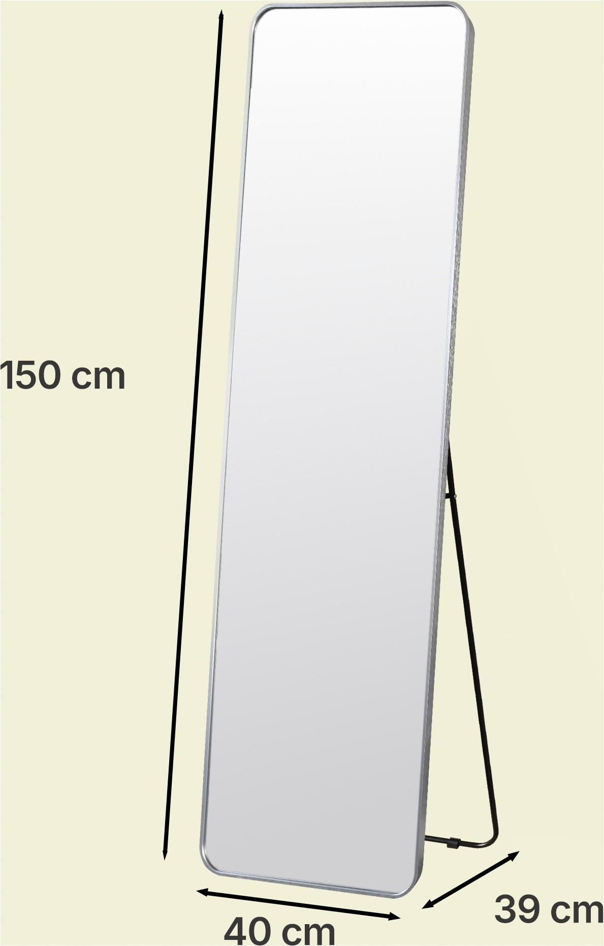 OTTO home Spiegel »Standspiegel Addrik, wahlweise in 2 Größen 150x40cm oder 160x50cm« Ganzkörperspiegel mit Sicherheitsglas, in verschiedenen Farben