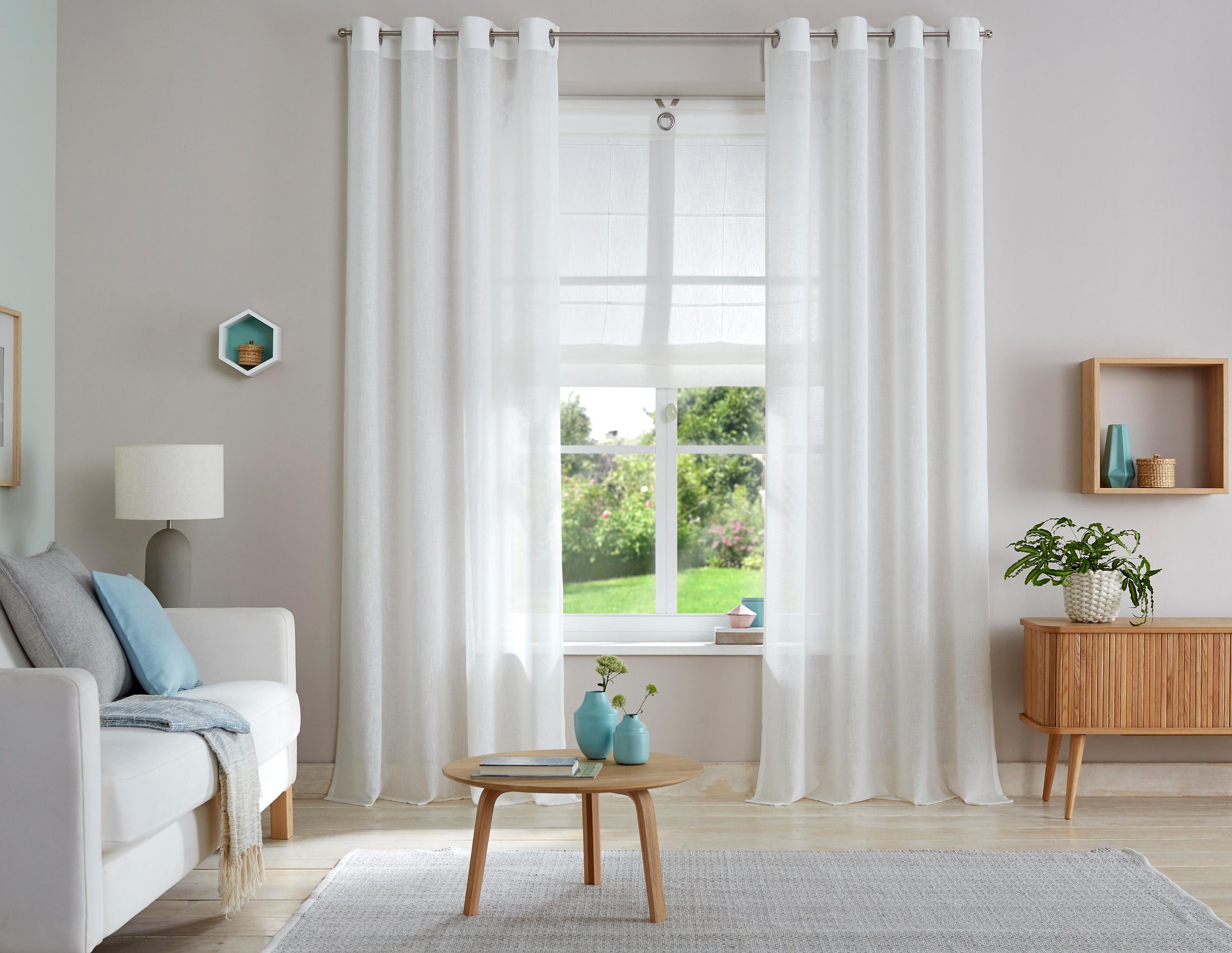 my home Gardine »Fiete« Ösen 1 Stk. tlg. Leinen Optik, monochrom, basic, pf günstig online kaufen