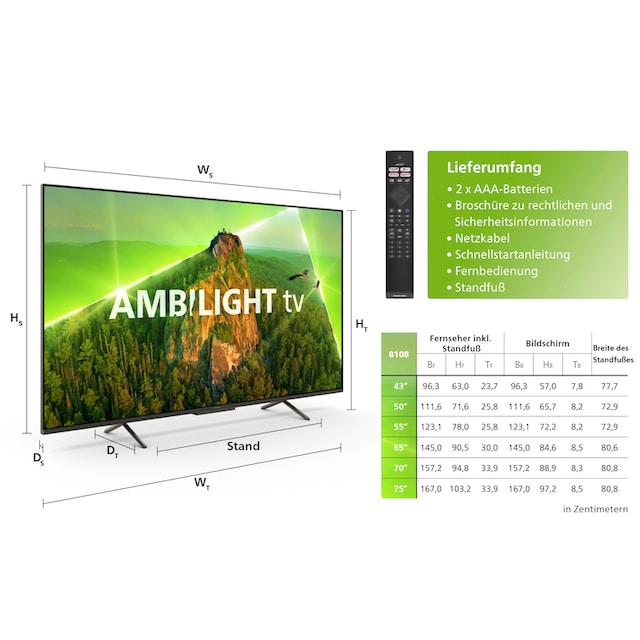 Ultra Zoll, LED-Fernseher kaufen auf Smart-TV HD, 164 cm/65 Philips Raten »65PUS8108/12«, 4K