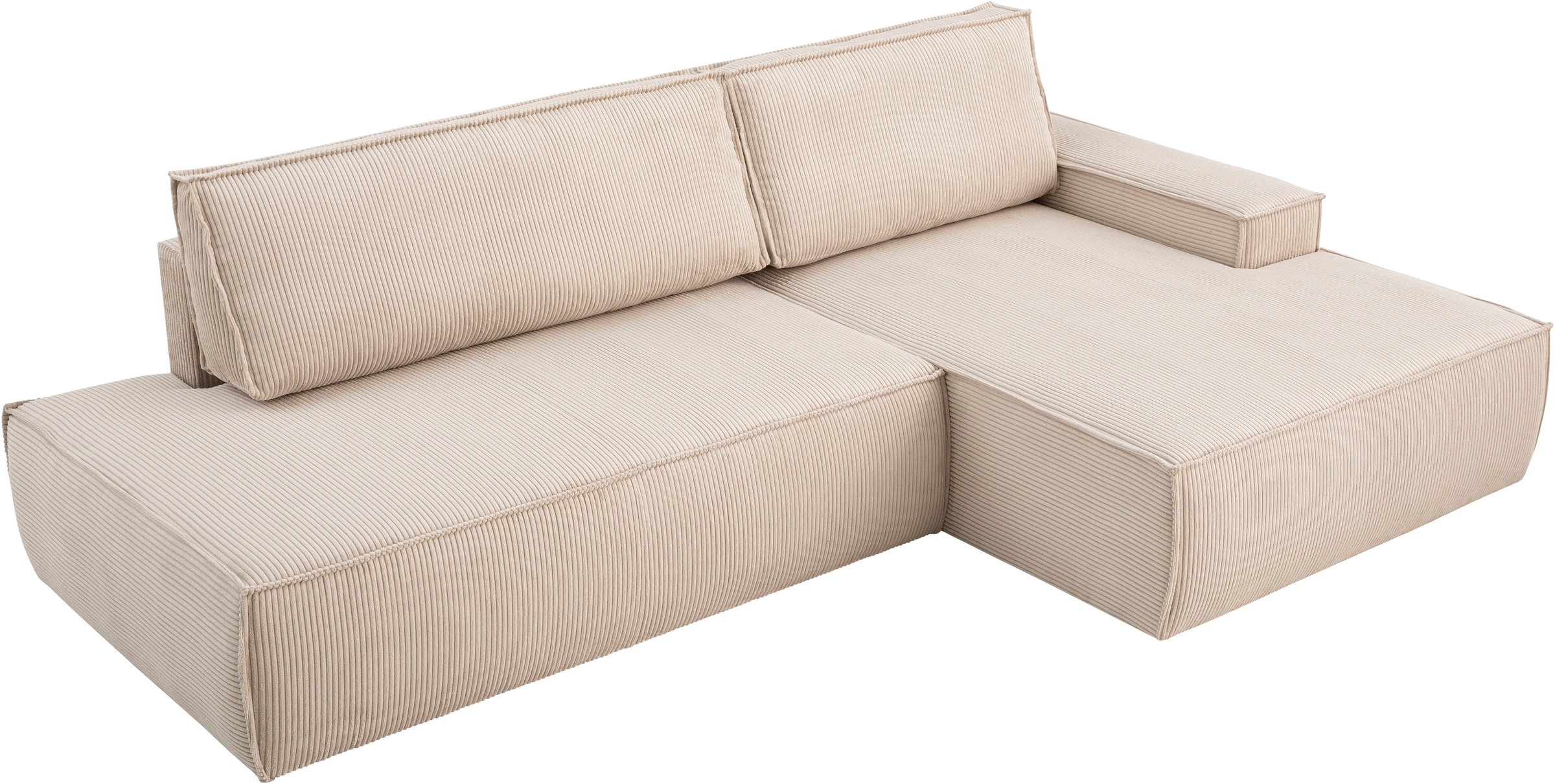 Home affaire Ecksofa »SHERWOOD, Schlafsofa in L-Form offen (275cm), Cord, Leinenoptik«, Schlaffunktion und Bettkasten, Kedernaht, hoher Sitz- & Liegekomfort