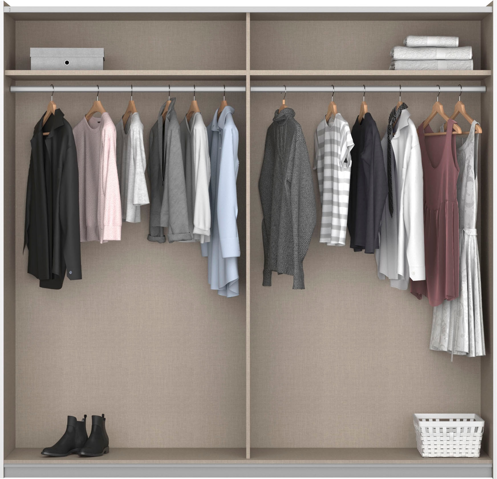 rauch Schwebetürenschrank »Kleiderschrank Drehtürenschrank Schrank Garderobe KRONACH TOPSELLER«, mit Spiegel und viel Stauraum, Metallgriffleisten, MADE IN GERMANY