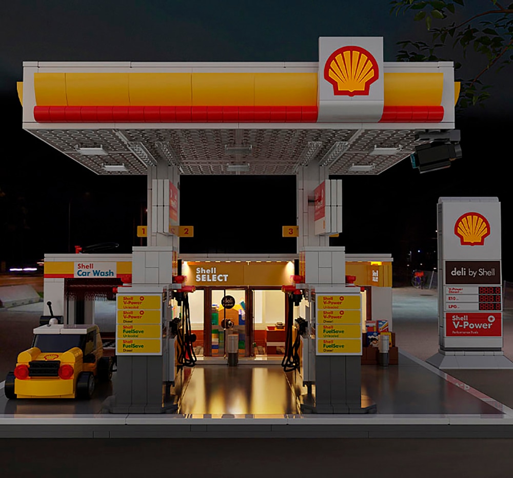 Jamara Konstruktions-Spielset »CaDA, Bricks, Shell Tankstelle mit Shop und Waschanlage (402857)« mit LED Licht