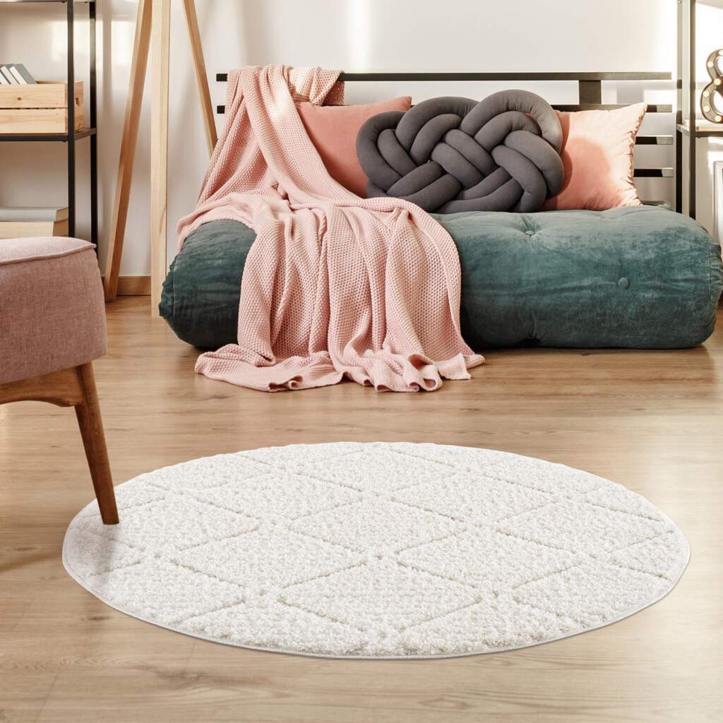 Carpet City Hochflor-Teppich »Focus 2997«, rund, 20 mm Höhe, Boho-Teppich, günstig online kaufen