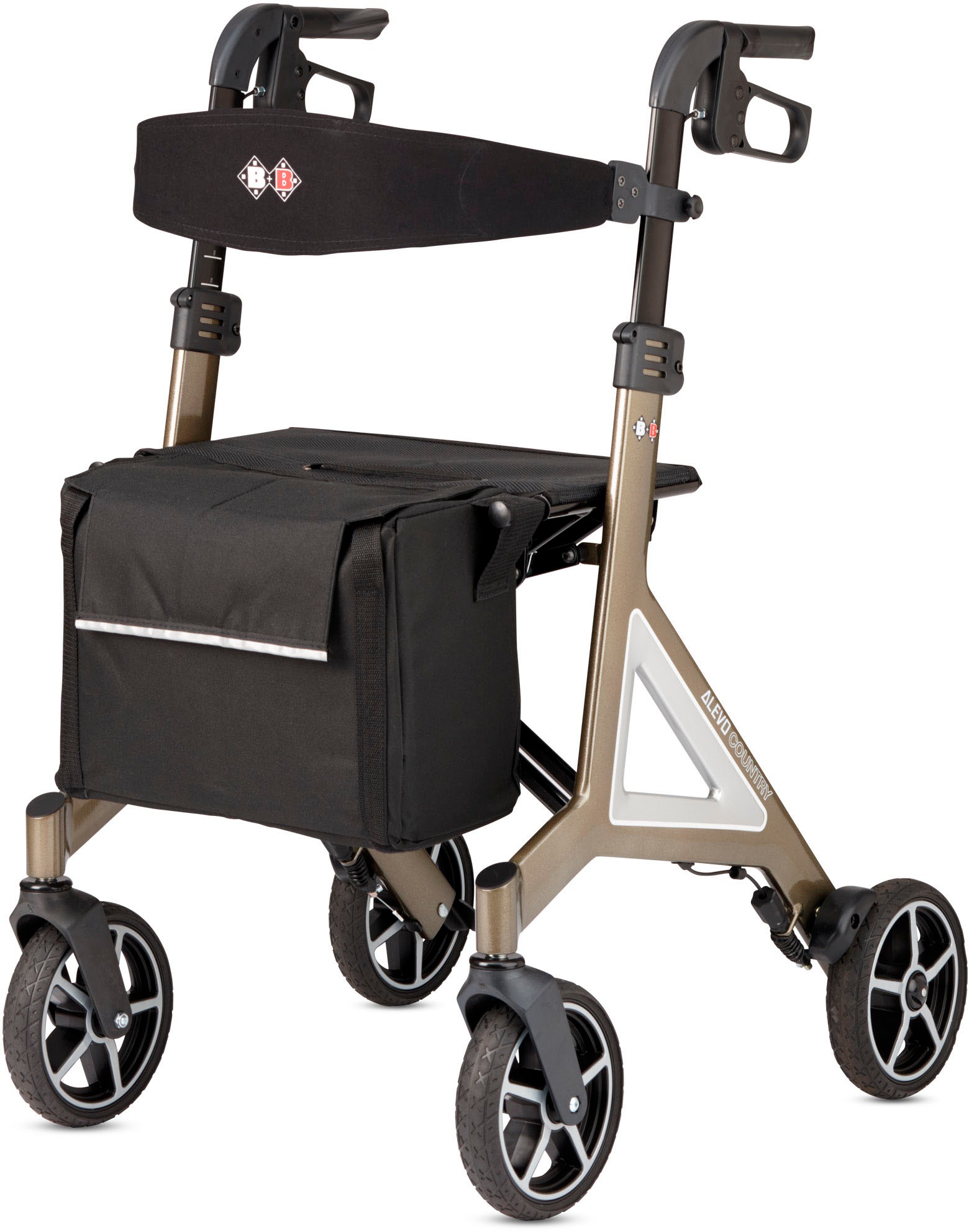 Bischoff & Bischoff Rollator »Alevo Country Rollator«, faltbar - für innen und außen, mit Profil-Bereifung, Sitzhöhe 58,5 cm