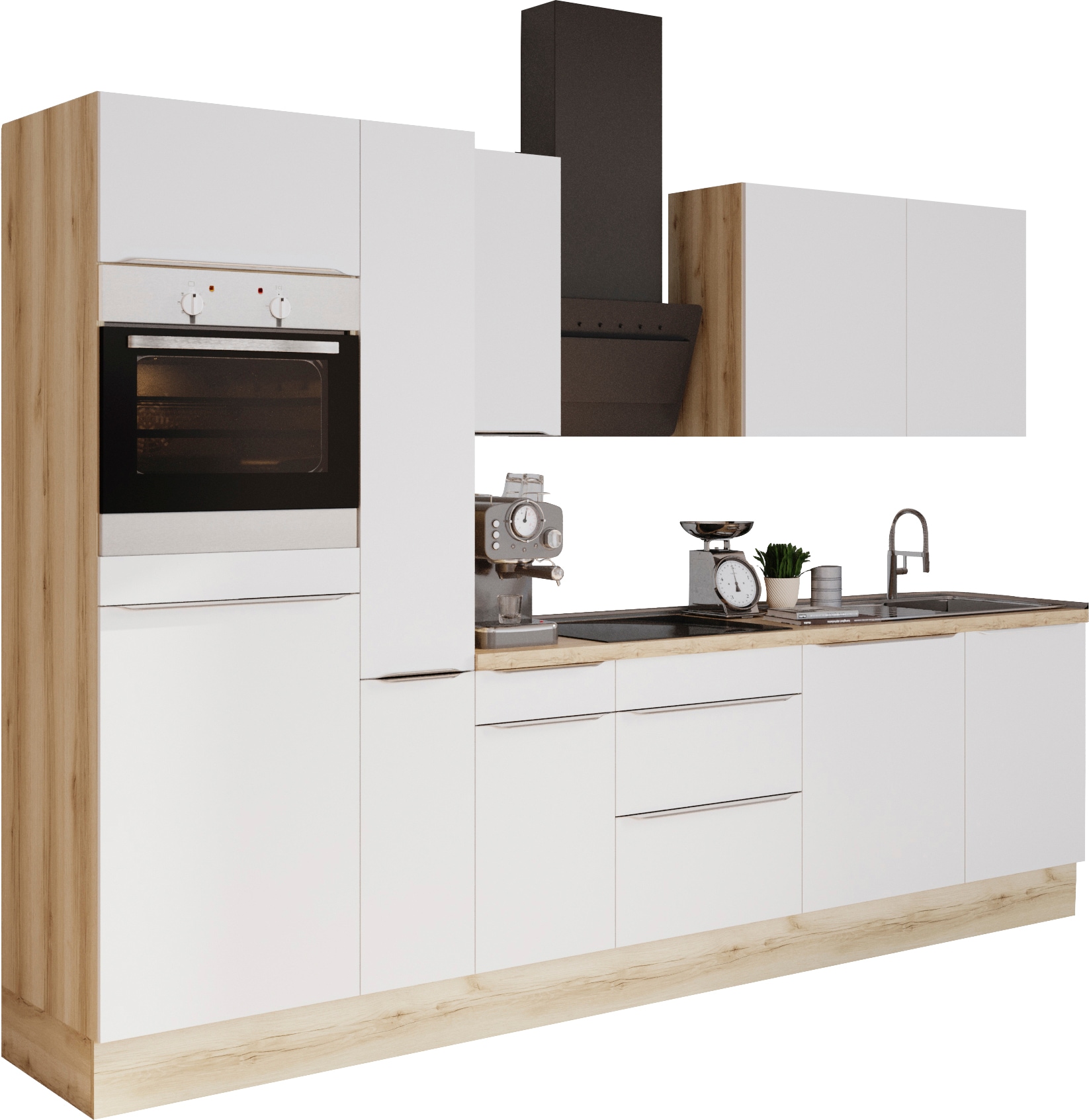 KOCHSTATION Küchenzeile »KS-Aken« Breite 300 cm, wahlweise mit E-Geräten, mit Arbeitsplatte 38 mm stark