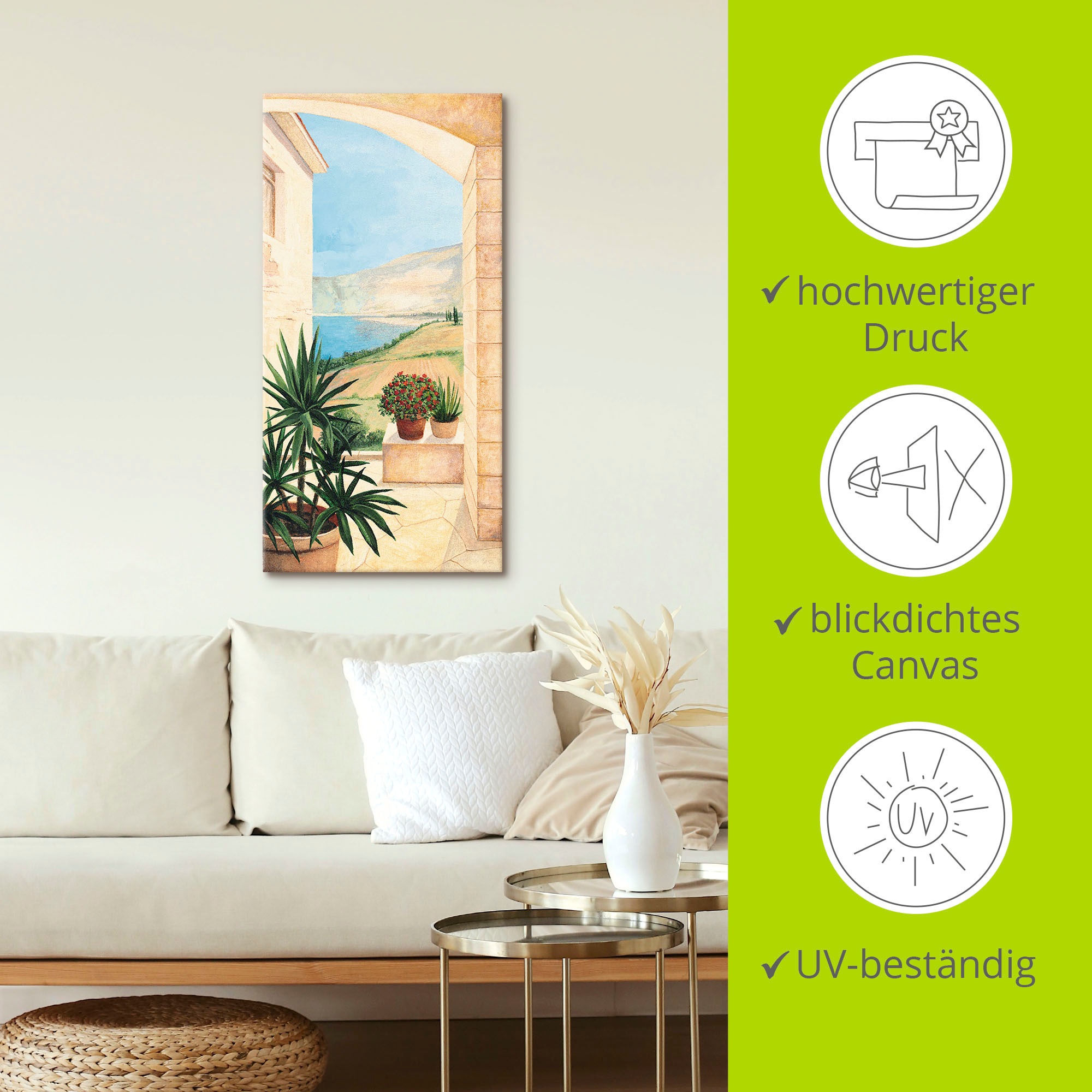 Artland Wandbild »Blick auf Toskanalandschaft«, Fensterblick, (1 St.), als Alubild, Outdoorbild, Leinwandbild, Poster, Wandaufkleber