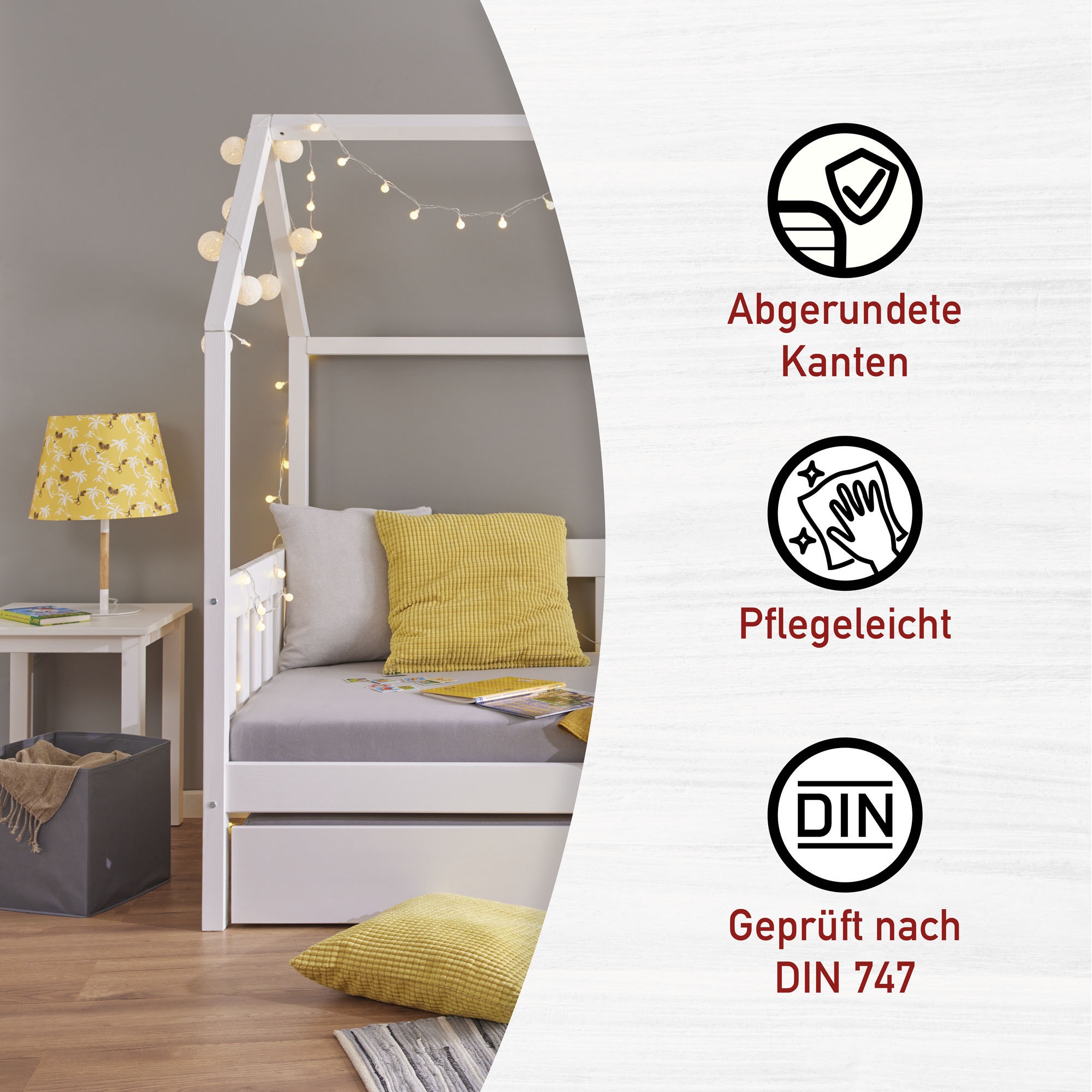 Inter Link Hausbett »Funky Housebed, Kinderbett, Himmelbett« Spielbett aus Kiefer Massiv, ohne Lattenrost, 90 x 200 cm