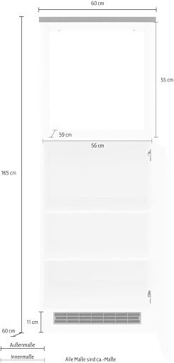 HELD MÖBEL Backofenumbauschrank »Virginia«, 165 cm hoch, 60 cm breit, Nische für Ofen B/H/T: 56/59/55 cm, 1 Tür