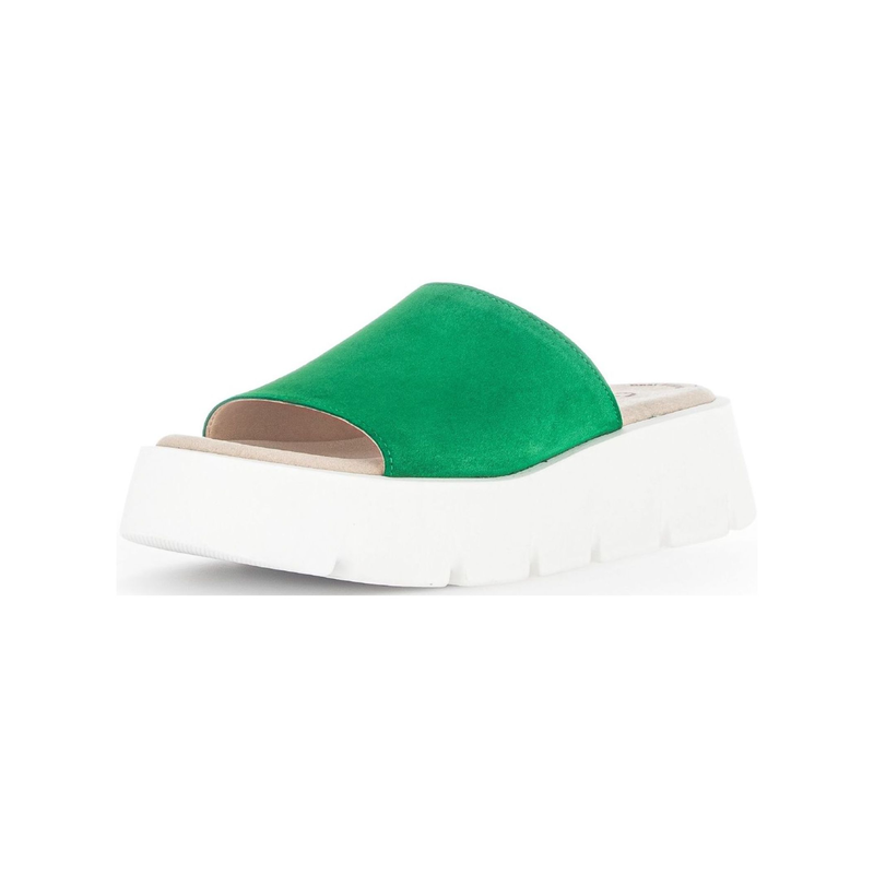 GABOR Pantolette »Pantoletten Veloursleder« Grün 40,5 40,5 Absatzform: flach