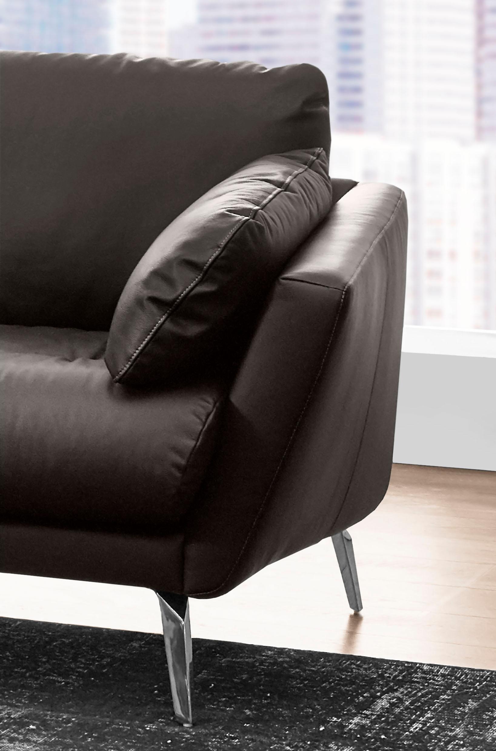 W.SCHILLIG Ecksofa »softy, Designsofa, zeitlos und elegant, hoher Sitzkomfort, L-Form«, mit dekorativer Heftung im Sitz, Füße Chrom glänzend